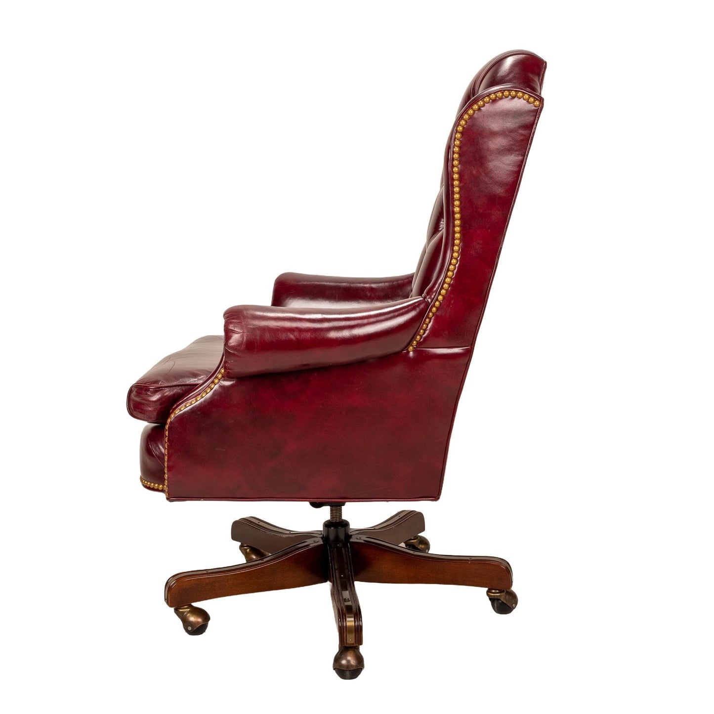 Original Leathercraft Tufted Burgundy Curtis Genuine Leather Executive Chair - Elegant Vintage Seating, Classic Styling, a Beauty