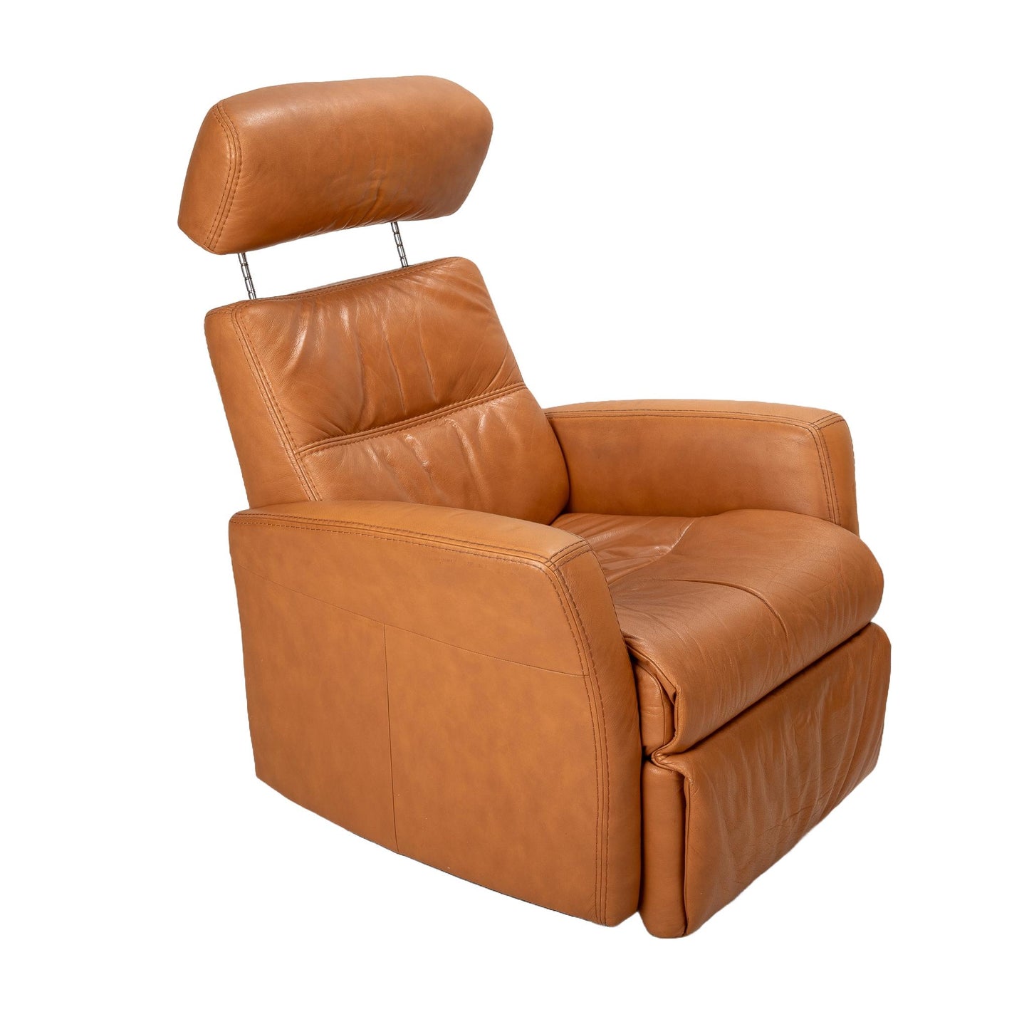 Img of Norway Divani Large Power Leather Recliner in Warm Tan - Large Size, Living Room Furniture, Lounge Chair, Extremely Comfortable!
