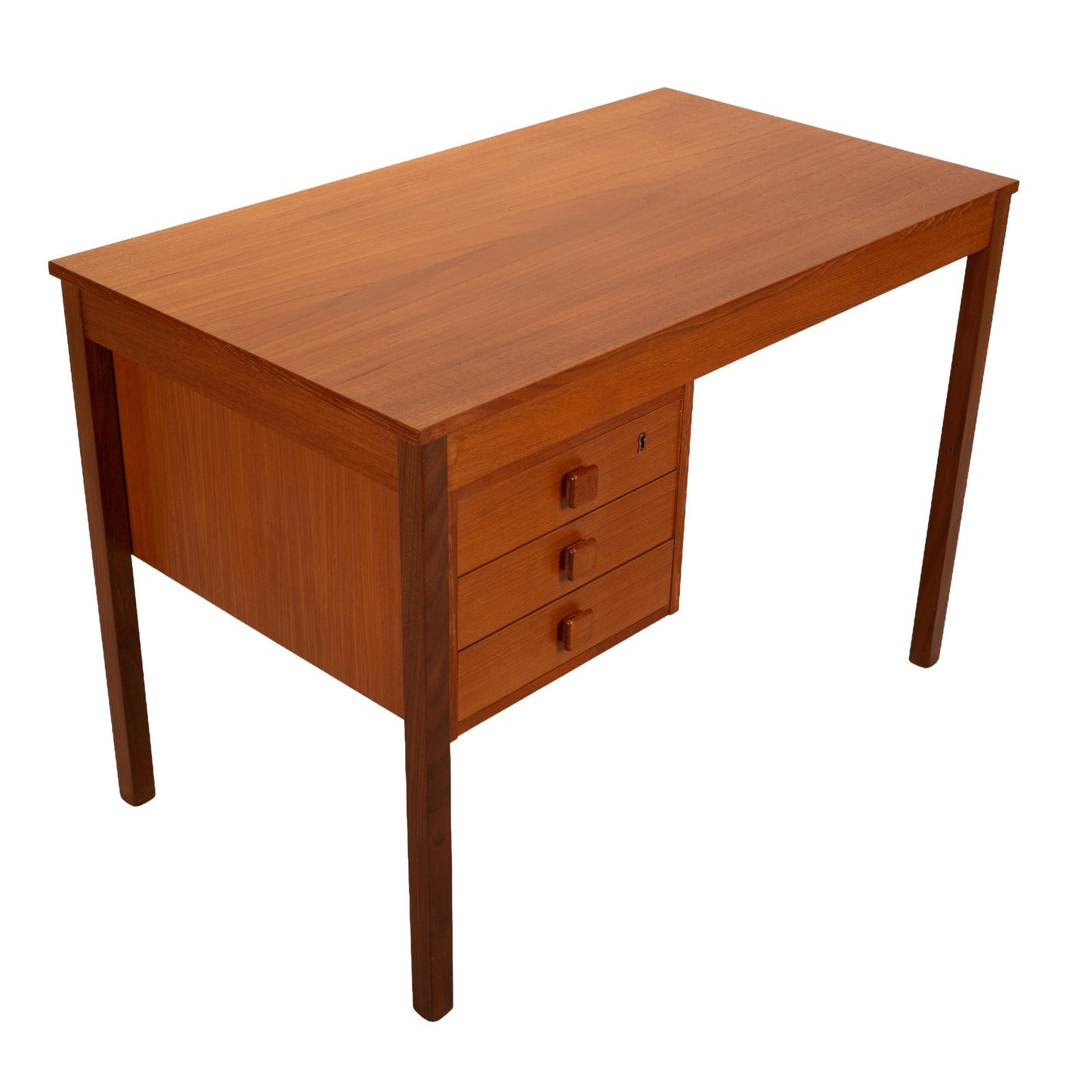 Mid-Century Danish Modern Teak Desk by Domino Møbler – 3-Drawer Design