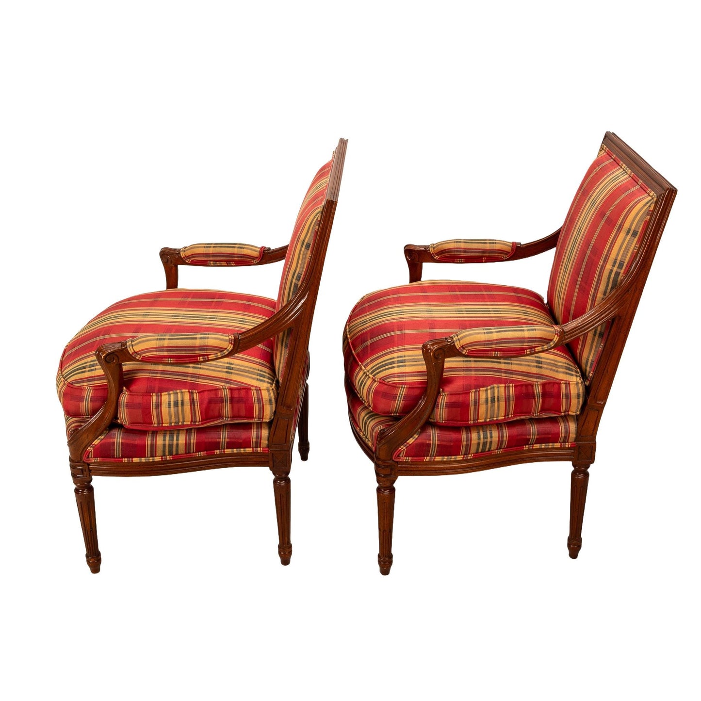 Vintage Henredon for Marshall Fields Plaid Louis LXI Style Lounge Chairs - a Pair , Elegant Side Chairs, Carved Wood, High End Furniture