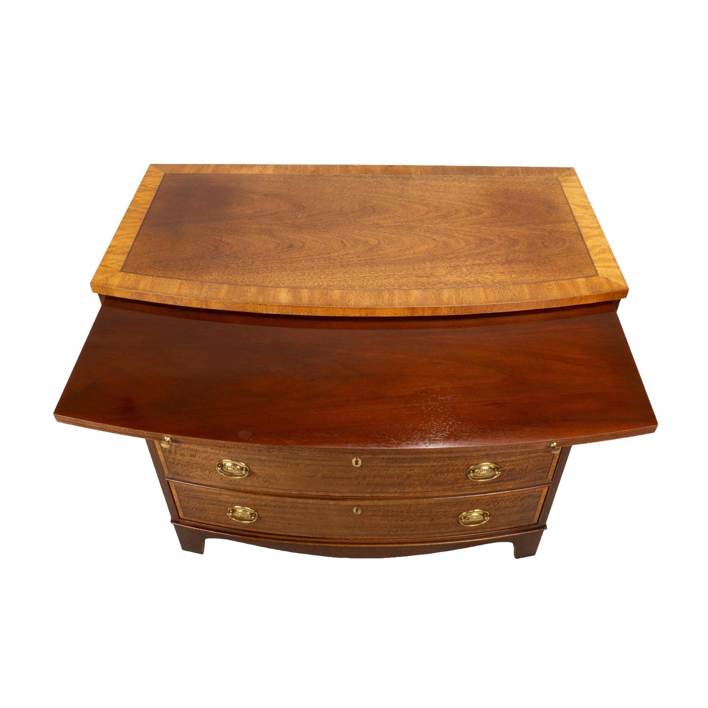 Baker Furniture Georgian Inlaid Banded Mahogany Bowfront Bachelor Chest of Drawers