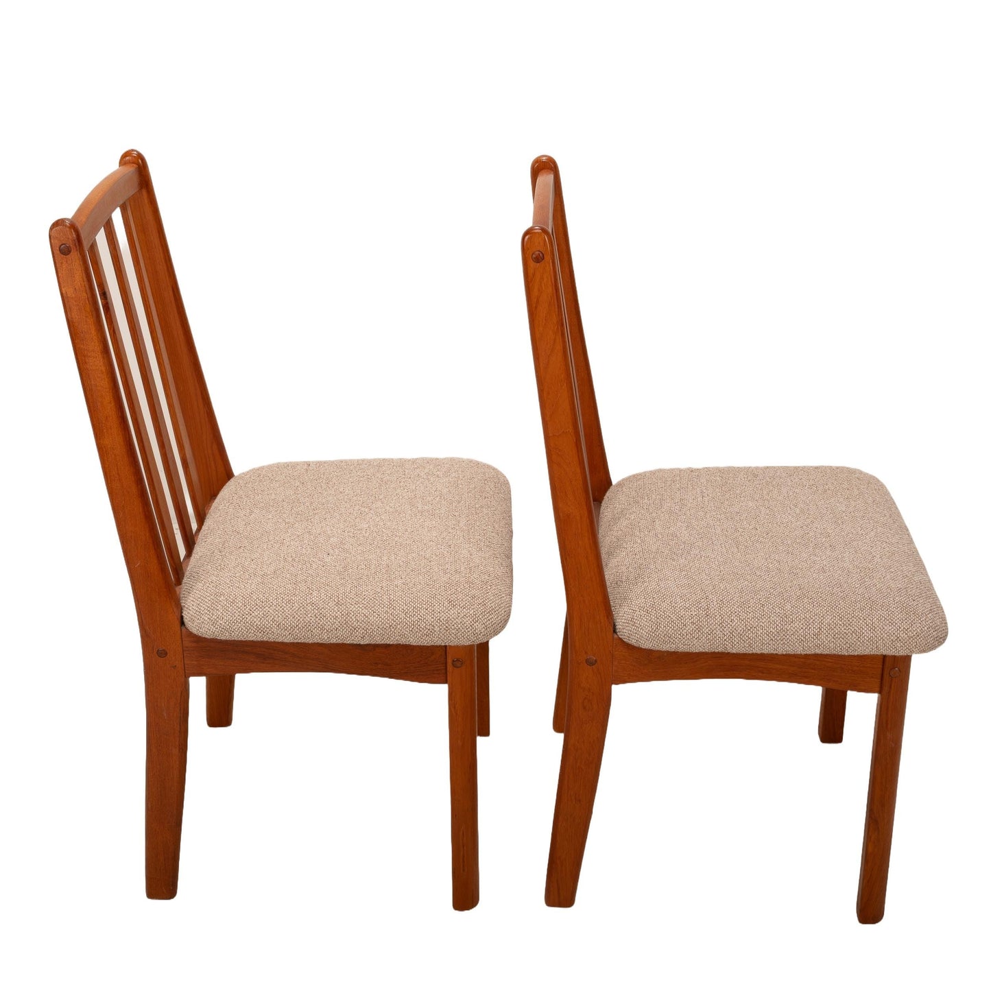 Koda Woodcraft Danish Modern Style Teak Slat Back Side Dining Chairs - A Pair, MCM Mid Century Modern, USA Shipping Available, Retro Mod