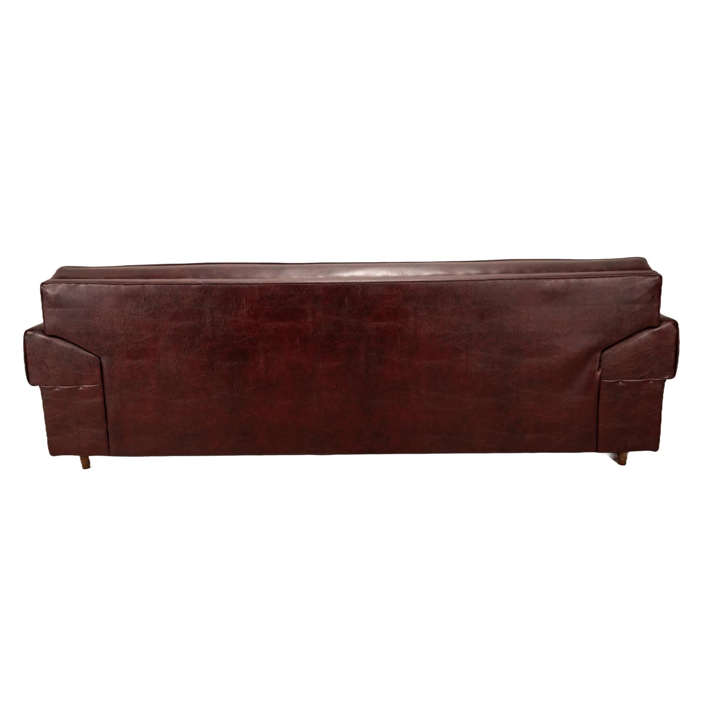 1960s Mid Century Modern Castro Convertible Naugahyde Long Sofa in Dark Burgundy , MCM Retro Mod Lowrider Couch USA Shipping Available