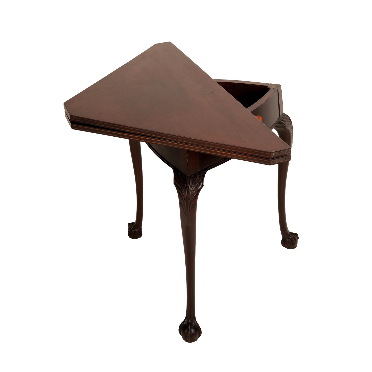 Antique 19th Century Georgian Flip Top Rotating Card Game Table with Ball & Claw Feet Victorian Gaming Table Collectible Furniture Rare Find