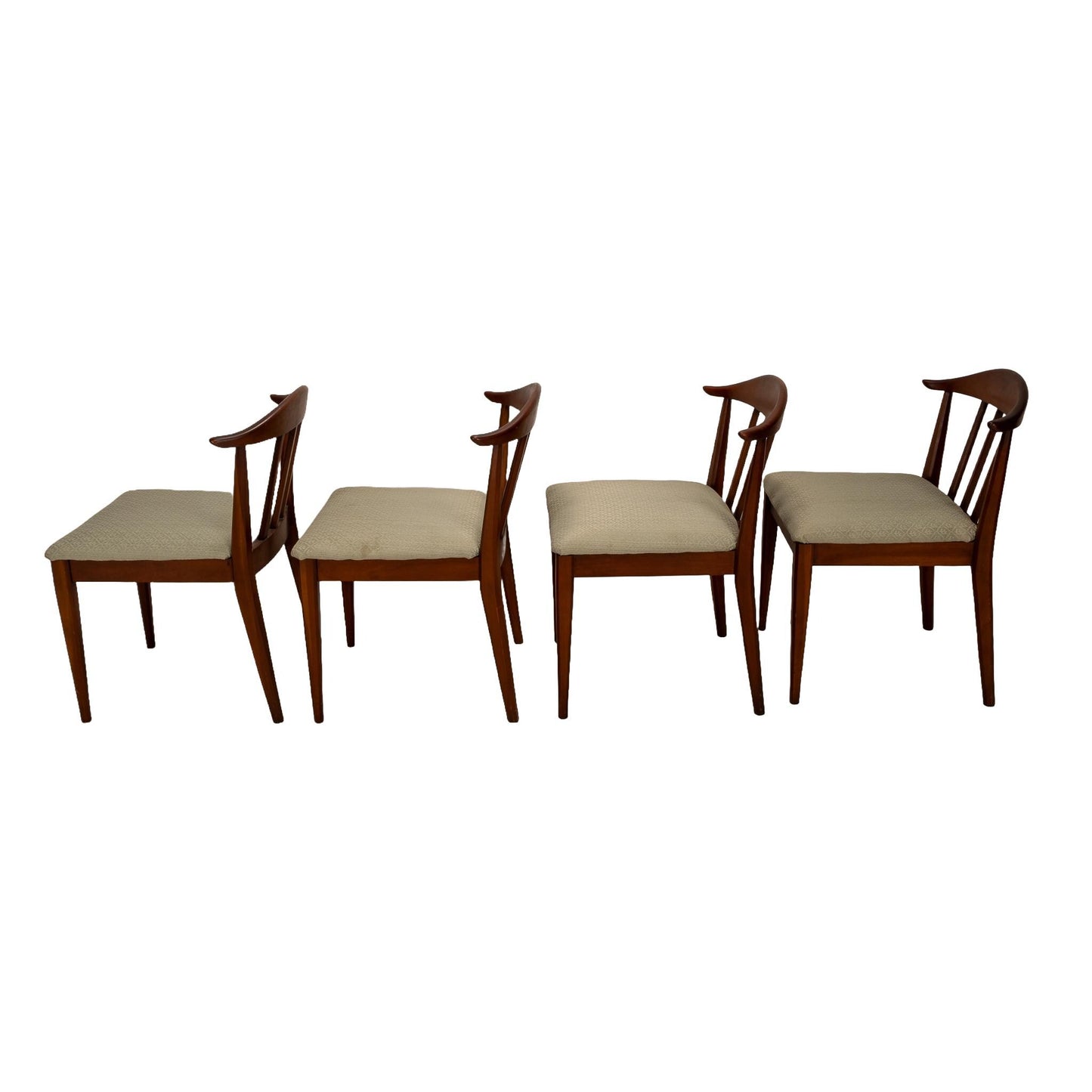 Mid Century Modern Walnut Curved Back Dining Chairs - Set of 4 , MCM Gorgeous Curved Back, Edward Wormely Style