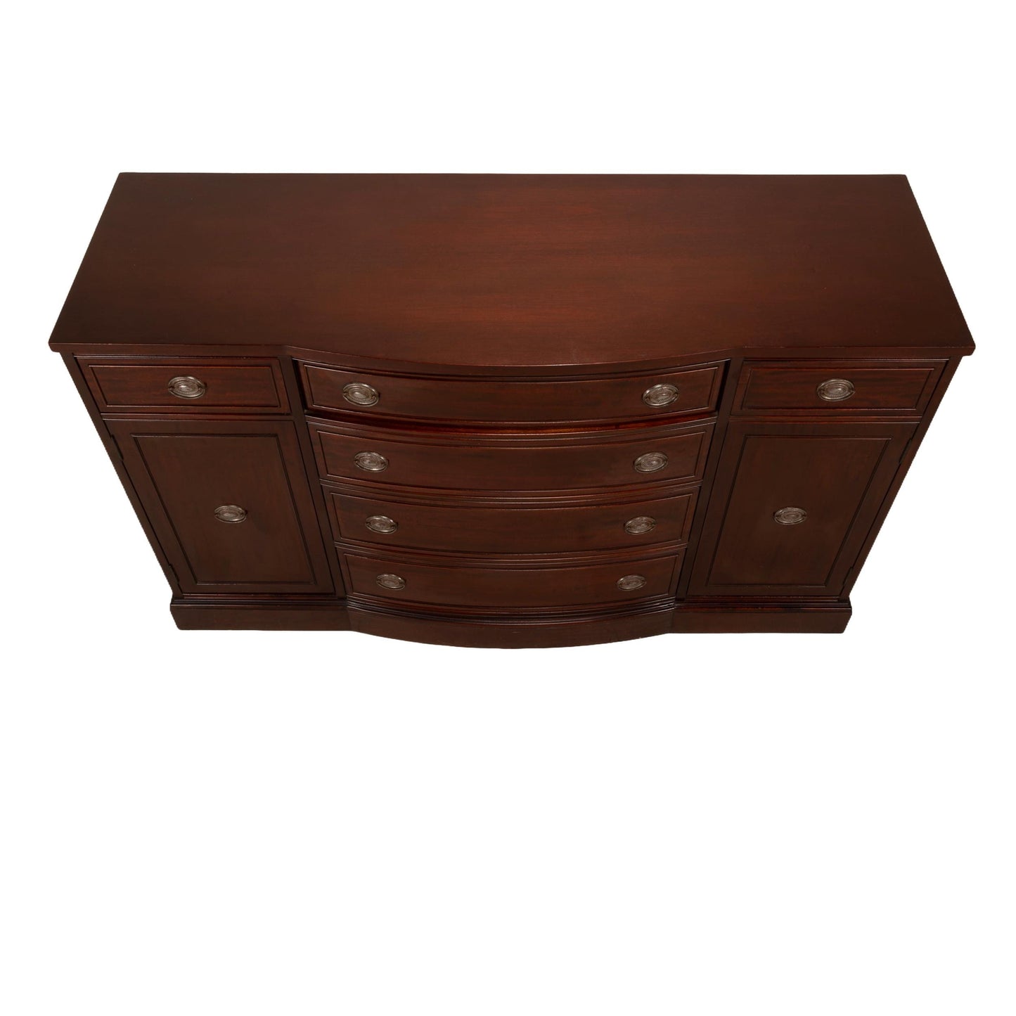 1940s Rway Northern Furniture Co Mahogany Bow Front Buffet Server Sideboard, Elegant Dining Room Furniture, Classic Piece