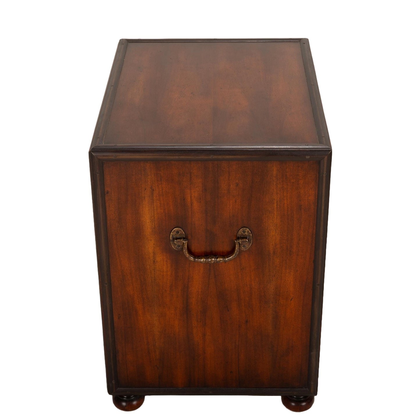 Antique Solid Mahogany English Brass Banded Campaign Style Small Chest of Drawers, Very Solid and Heavy, Timeless Piece USA Shipping Avail.