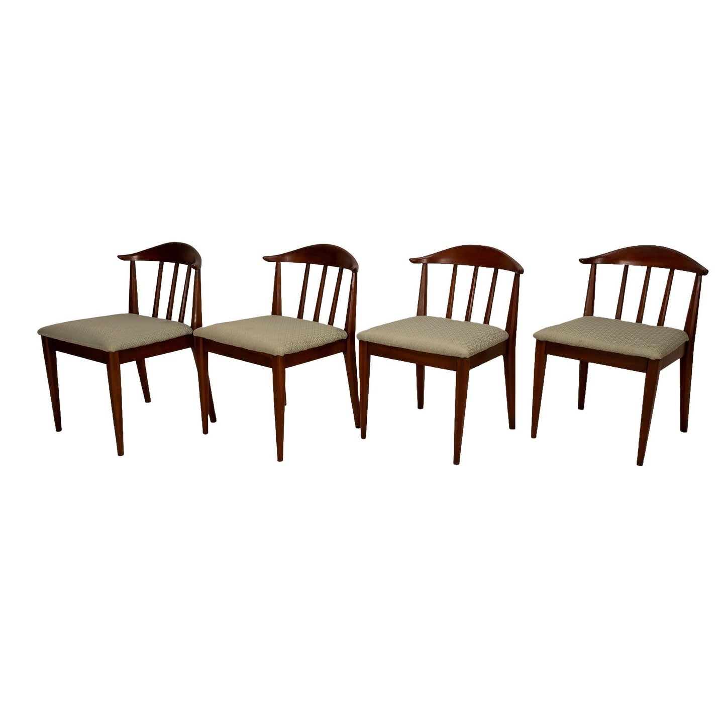 Mid Century Modern Walnut Curved Back Dining Chairs - Set of 4 , MCM Gorgeous Curved Back, Edward Wormely Style
