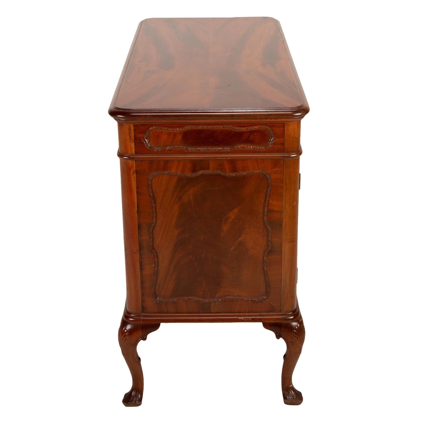Antique French Provincial Style Flamed Mahogany Sideboard Buffet - High End Furniture, Gorgeous Burl Wood Pattern, USA Shipping Available