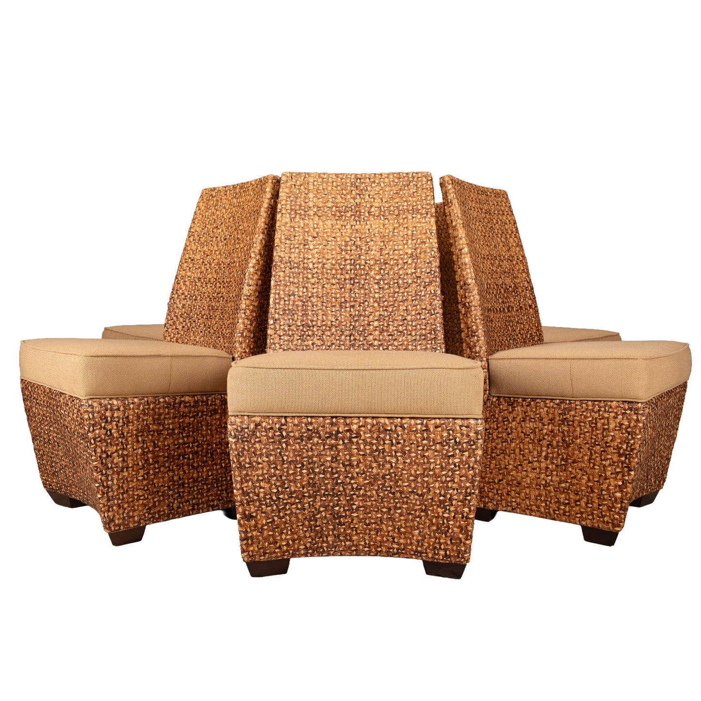 Set of 6 Lane Venture Bac Bac Banana Leaf Braided Dining Chairs – Coastal Boho Chic Woven Natural Texture Rattan Island Palm Beach Regency