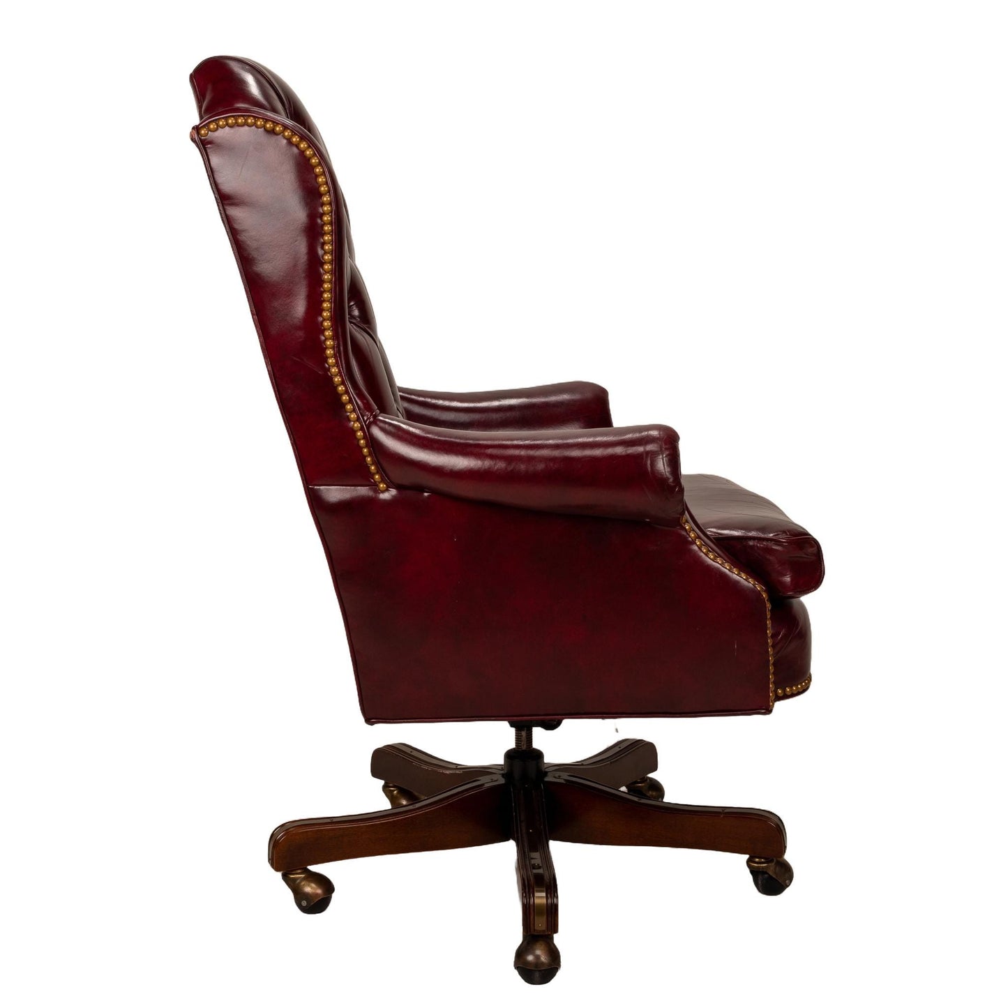 Original Leathercraft Tufted Burgundy Curtis Genuine Leather Executive Chair - Elegant Vintage Seating, Classic Styling, a Beauty