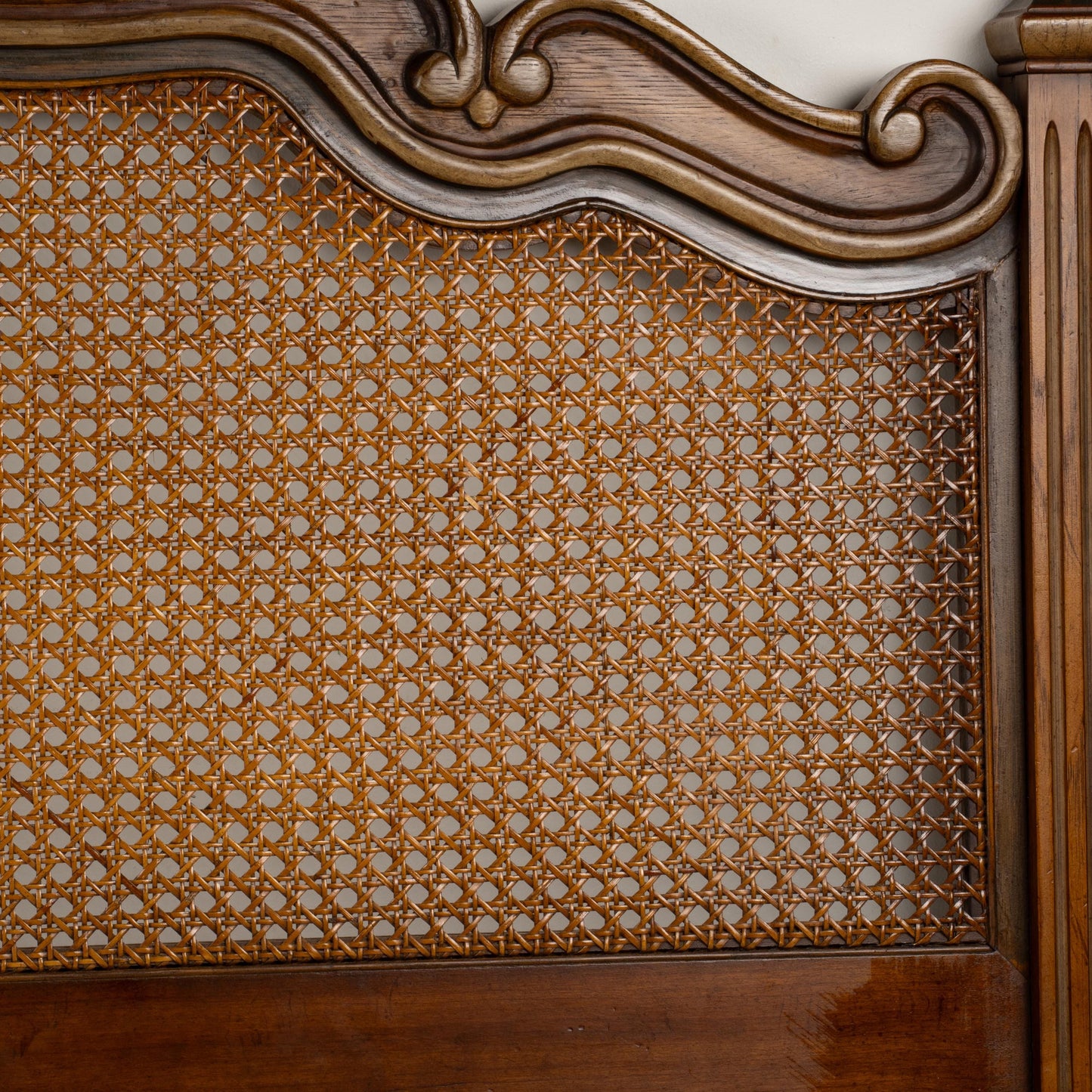 Drexel Heritage Brittany King Headboard French Caning Wicker Carved Wood