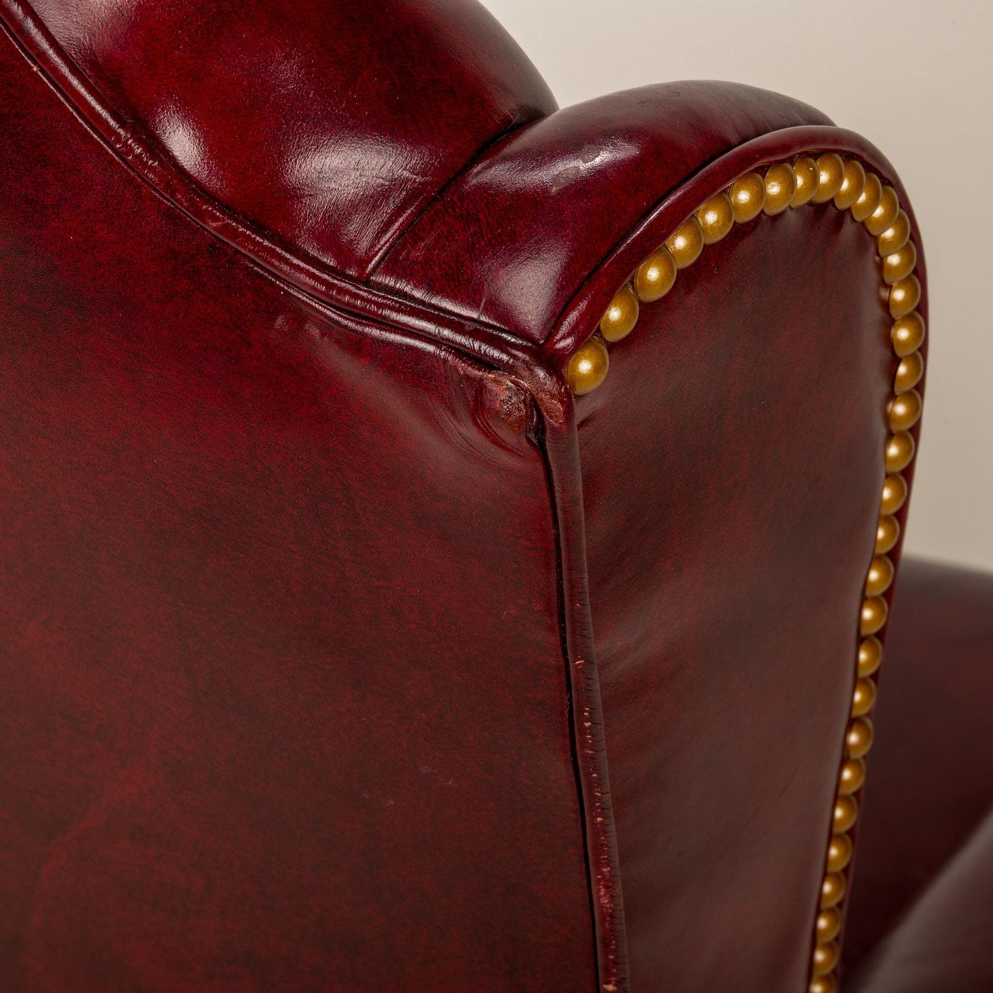 Original Leathercraft Tufted Burgundy Curtis Genuine Leather Executive Chair - Elegant Vintage Seating, Classic Styling, a Beauty