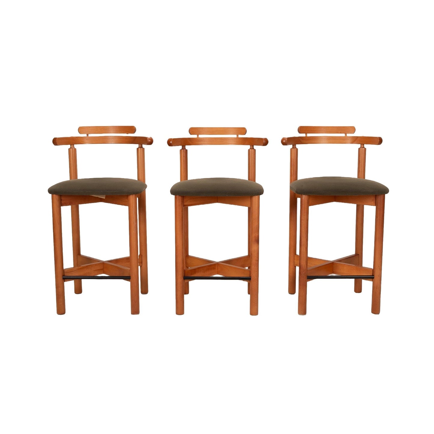 1970s Scandinavian Danish Modern Teak Counter Height Stools Findahls Mobler - Set of 3 , Minimalist MCM Design, Made in Denmark, Unique