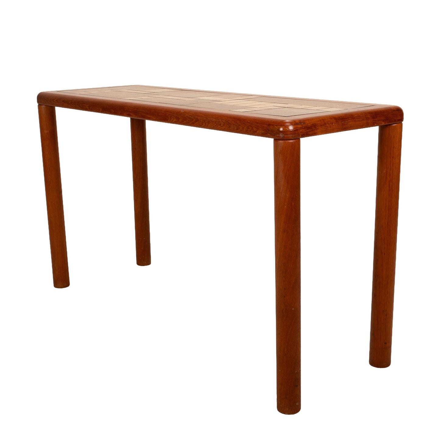 1970s Haslev Teak Console Table With Ceramic Tile Top - Made in Denmark