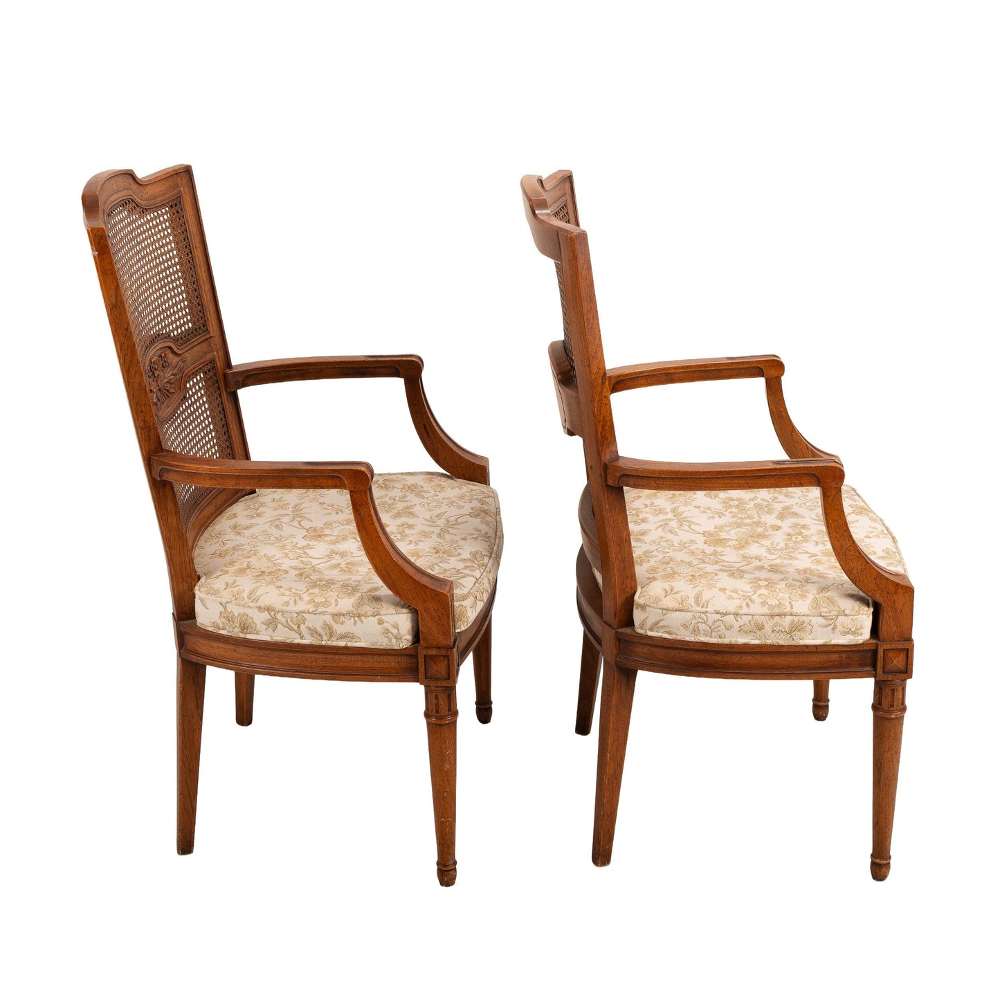 French Regency Louis XVI Caned Back Carved Side Chairs – Pair, Antique Neoclassical Dining Chairs, Elegant Vintage Seating