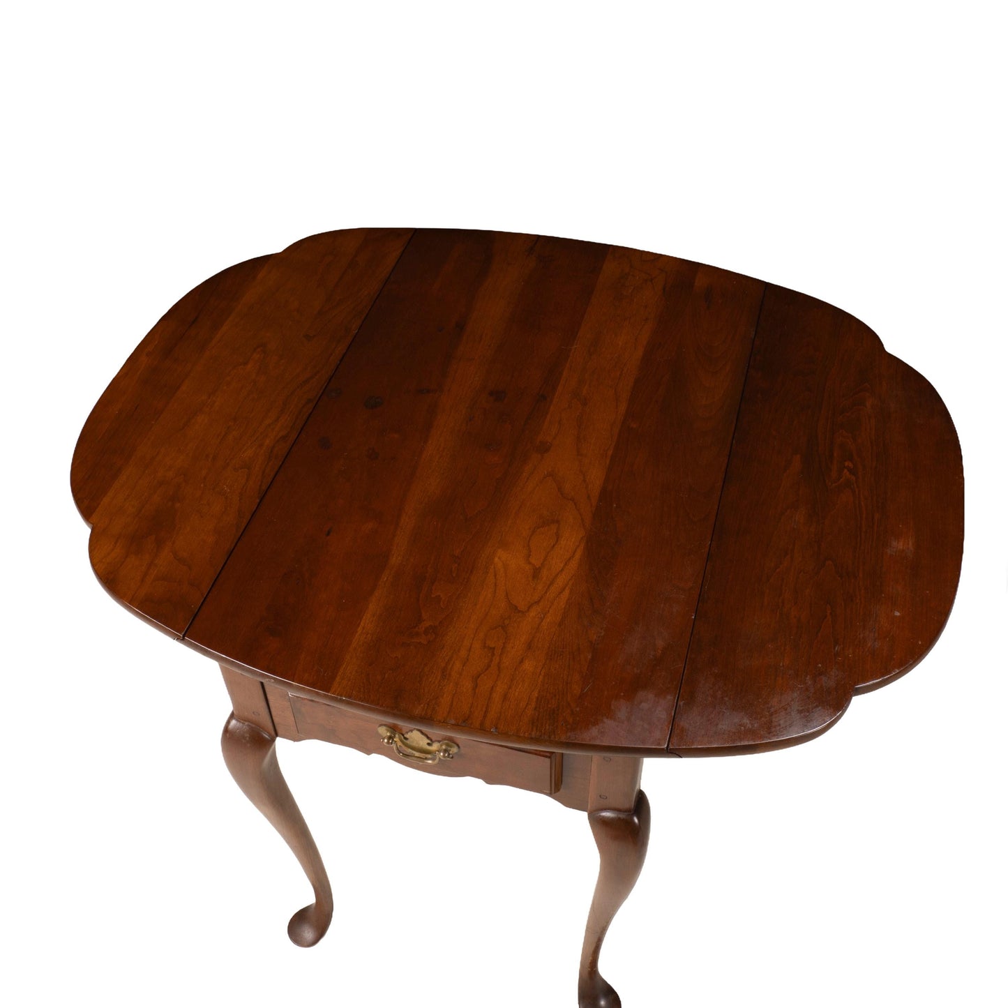Pair Hitchcock Solid Cherry Drop Leaf Side Tables Queen Anne Style End Tables