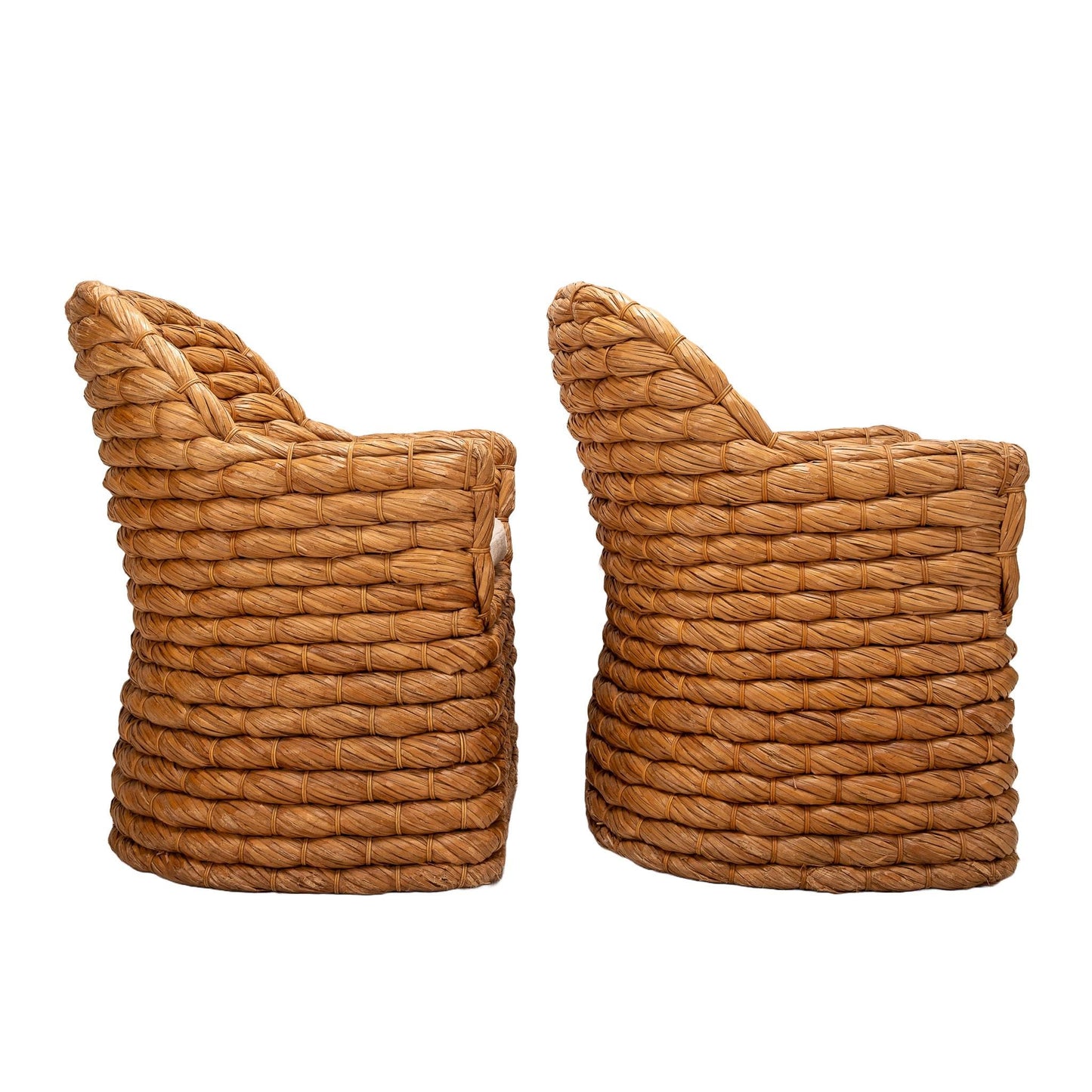 Ralph Lauren Joshua Tree Woven Lampakanay Barrel Back Chairs - A Pair , Boho Chic Unique Statement Pieces, RL Tropical US Shipping Available