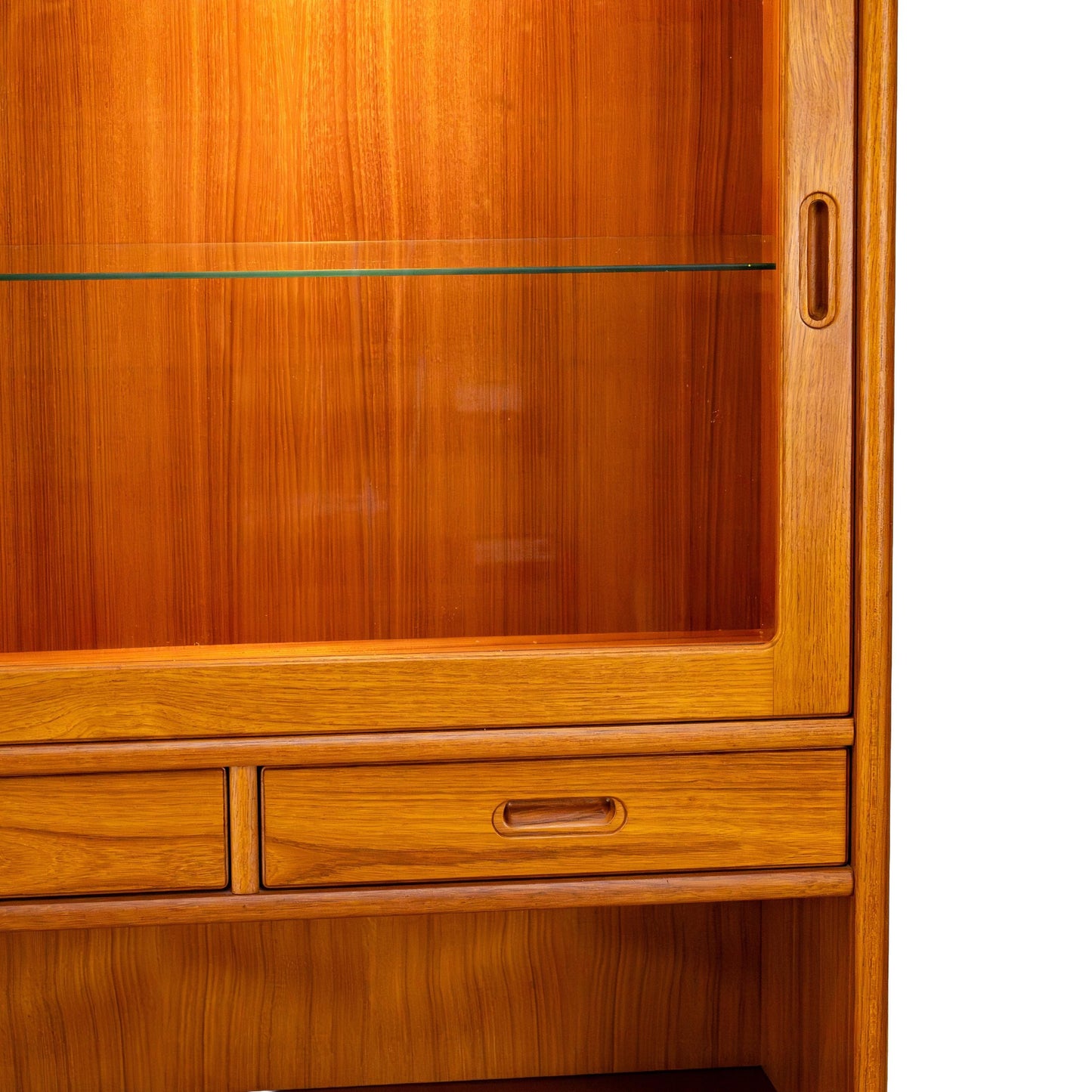 Sun Cabinet Teak Hutch Display Cabinet Credenza Mid Century Modern Lighted
