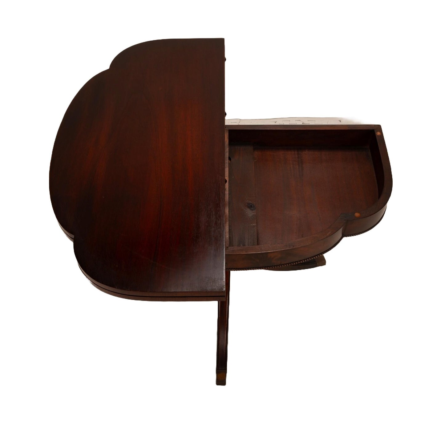 1940s Federal Imperial Style Flip Top Flamed Mahogany Card Game Table - Space Saving Antique Furniture Gorgeous Details USA Shipping Avail