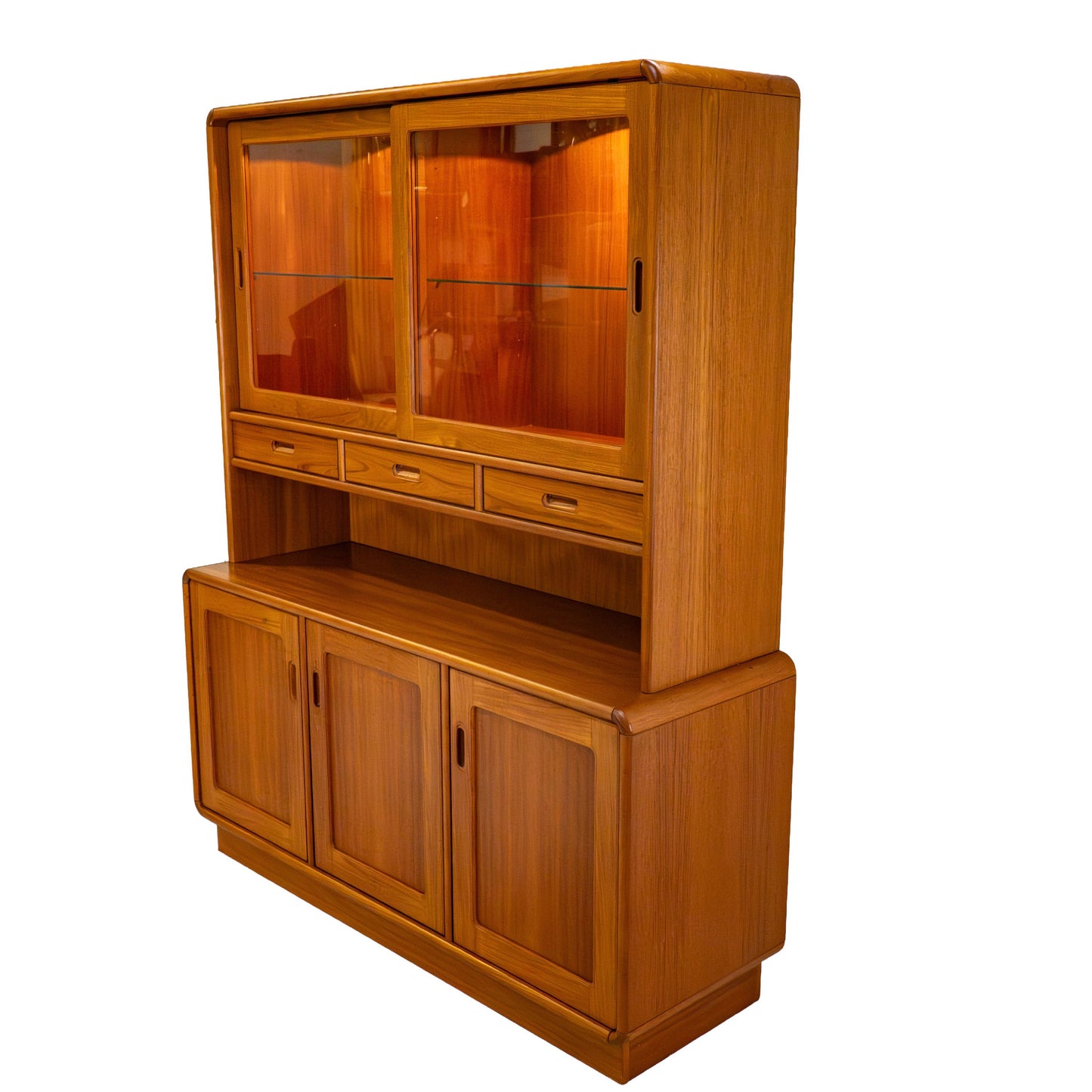 Sun Cabinet Teak Hutch Display Cabinet Credenza Mid Century Modern Lighted