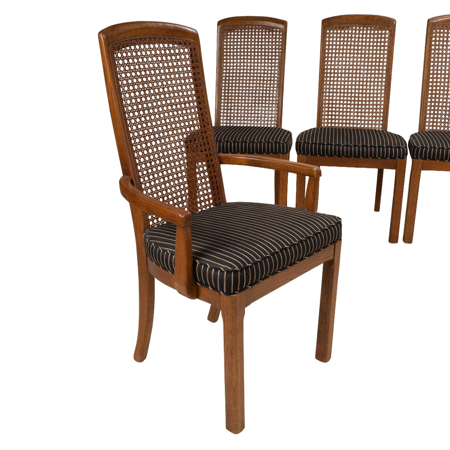 Drexel Heritage Mid Century Cane Back Oak Dining Chairs - Set of 8
