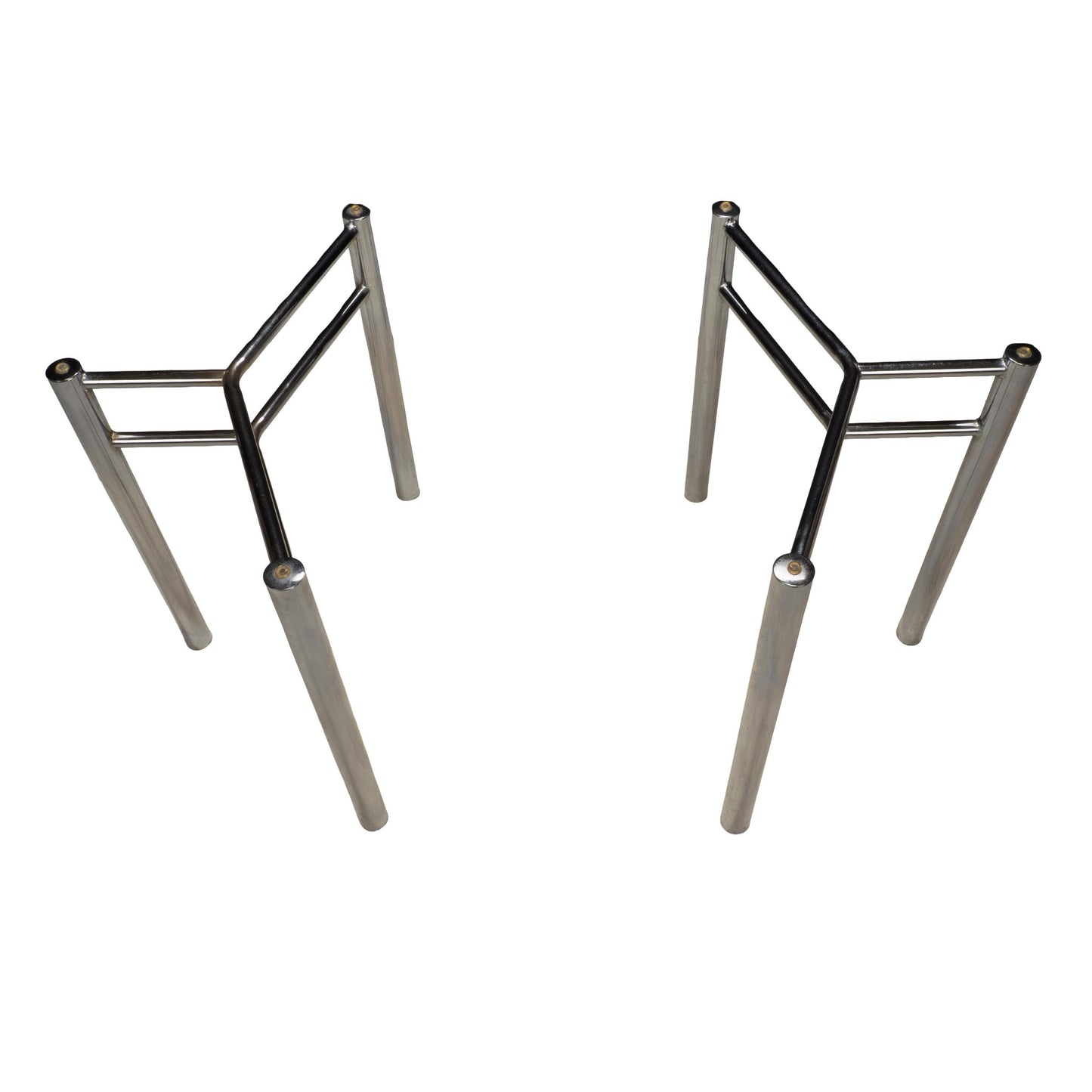 Modernist Chrome Glass Dining Table Bases, Set of 2 – Architectural 1970s Style