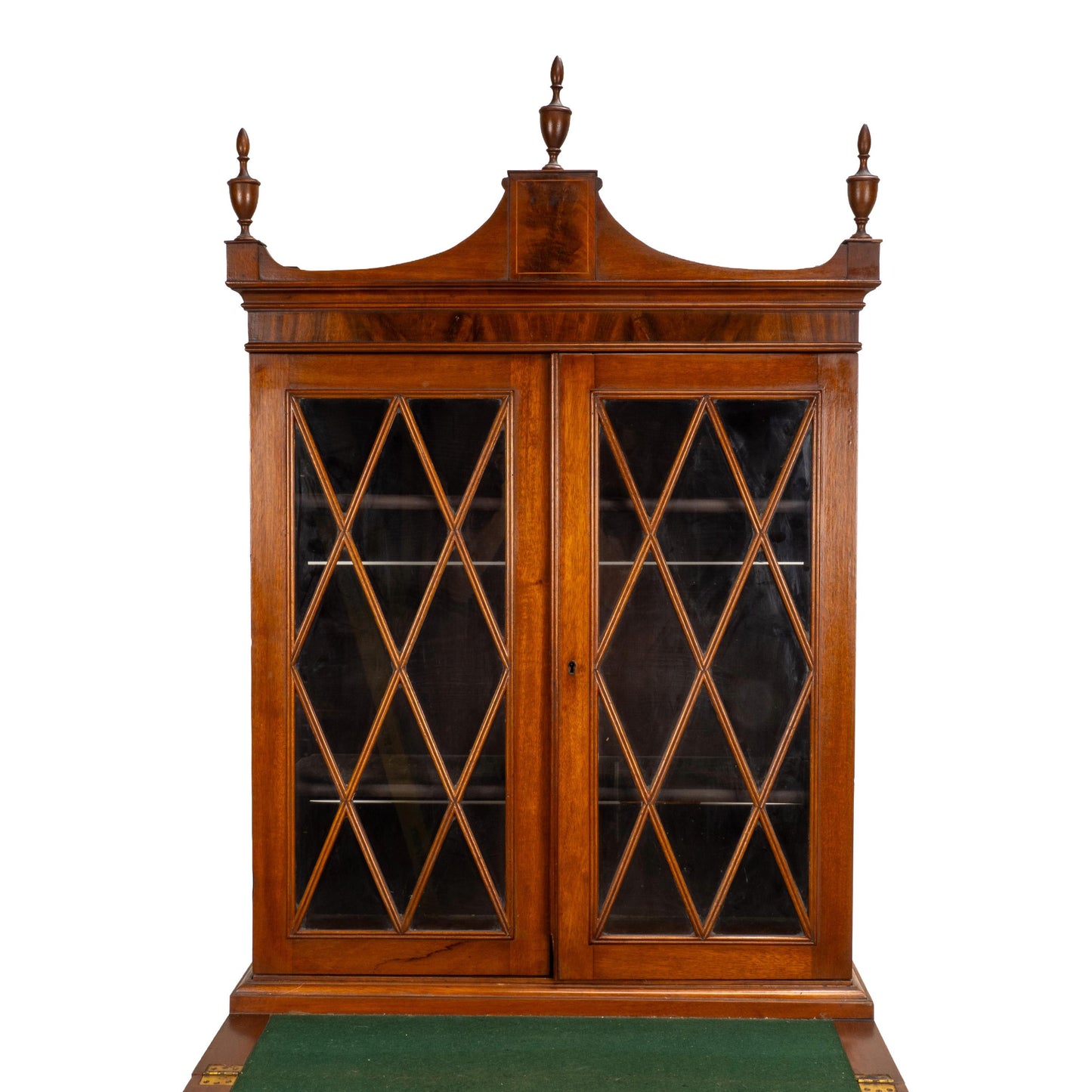 Late 19th Century Flame Mahogany Secretary Desk Bookcase, Antique Drop Front Desk