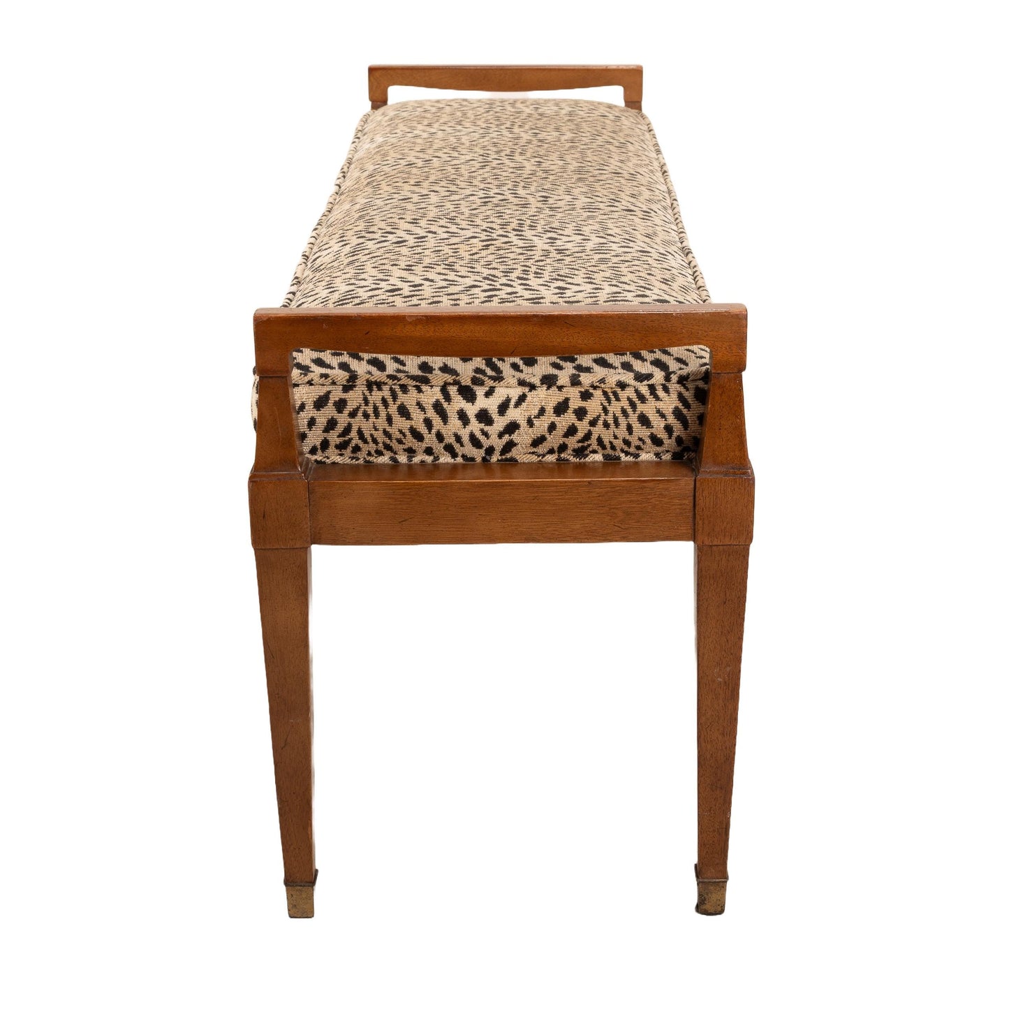 1960s Drexel Mid Century Modern Bench – Federal Style Upholstered Window / Bed Bench – Cheetah Print Vintage Seating MCM Eclectic Charm