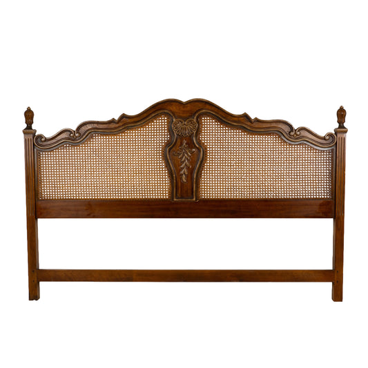 Drexel Heritage Brittany King Headboard French Caning Wicker Carved Wood