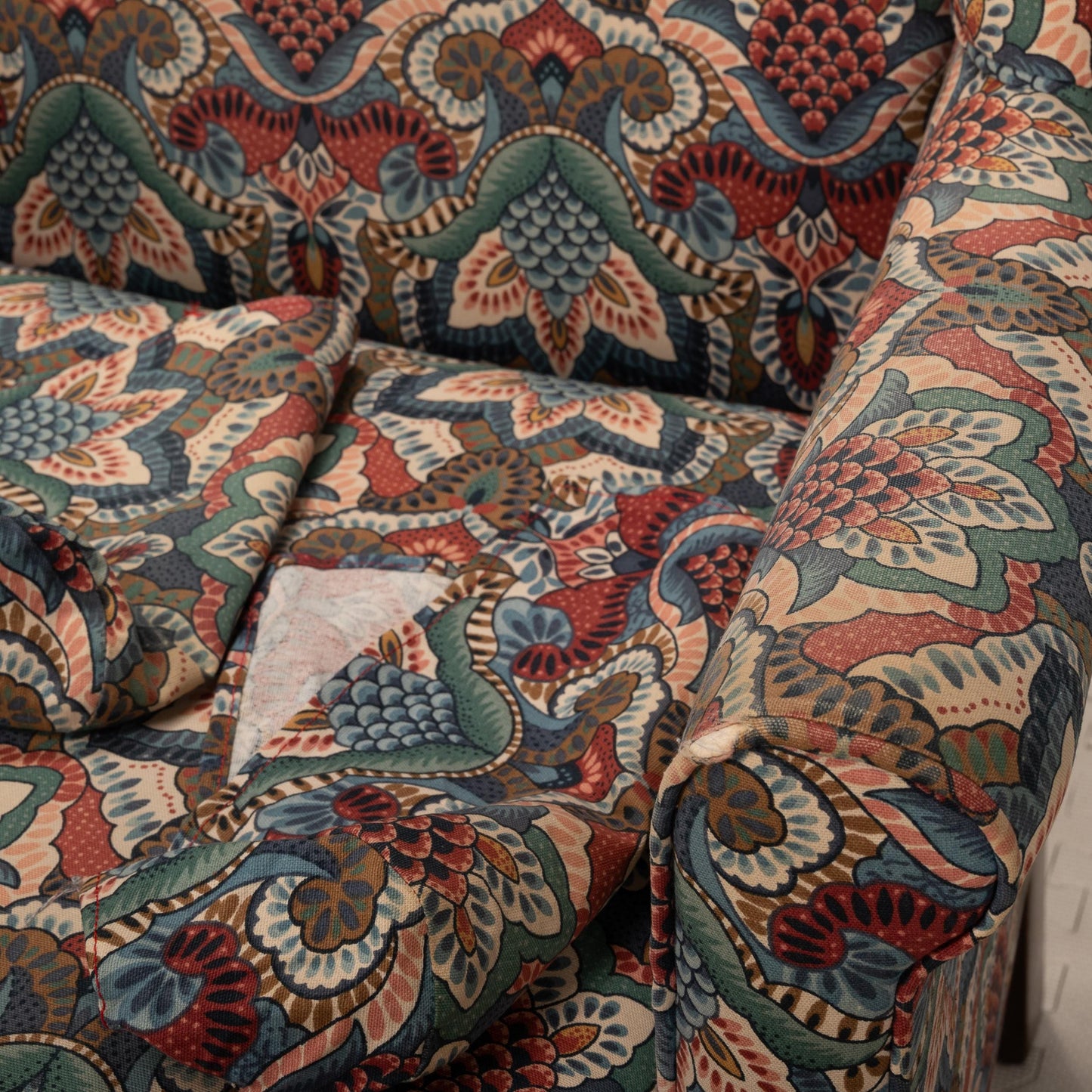 1970s Queen Anne Chippendale Wingback Chairs | Paisley Print Armchair Pair | Vintage Accent Seating Traditional Style USA Shipping Available
