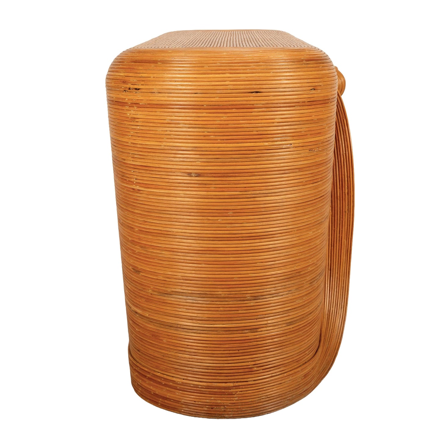 Mid-20th Century Organic Modern Pencil Rattan Split Reed Bambo Console Table, Free Form Unique Flow