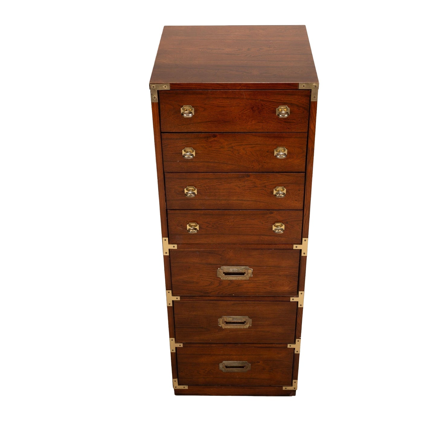 Vintage 1970s Bernhardt Campaign Style Lingerie Chest Dresser with Brass Hardware, Mid Century Modern, Retro Bedroom Storage