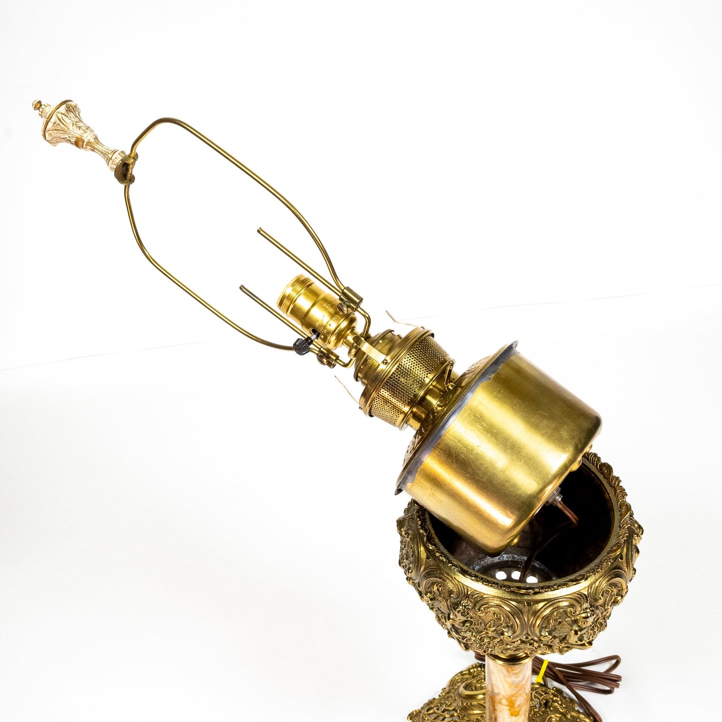 1960s Vintage Converted Brass & Marble Oil Lantern Table Lamp Lantern - Free Shipping- Intricate and Elegant Victorian Design!