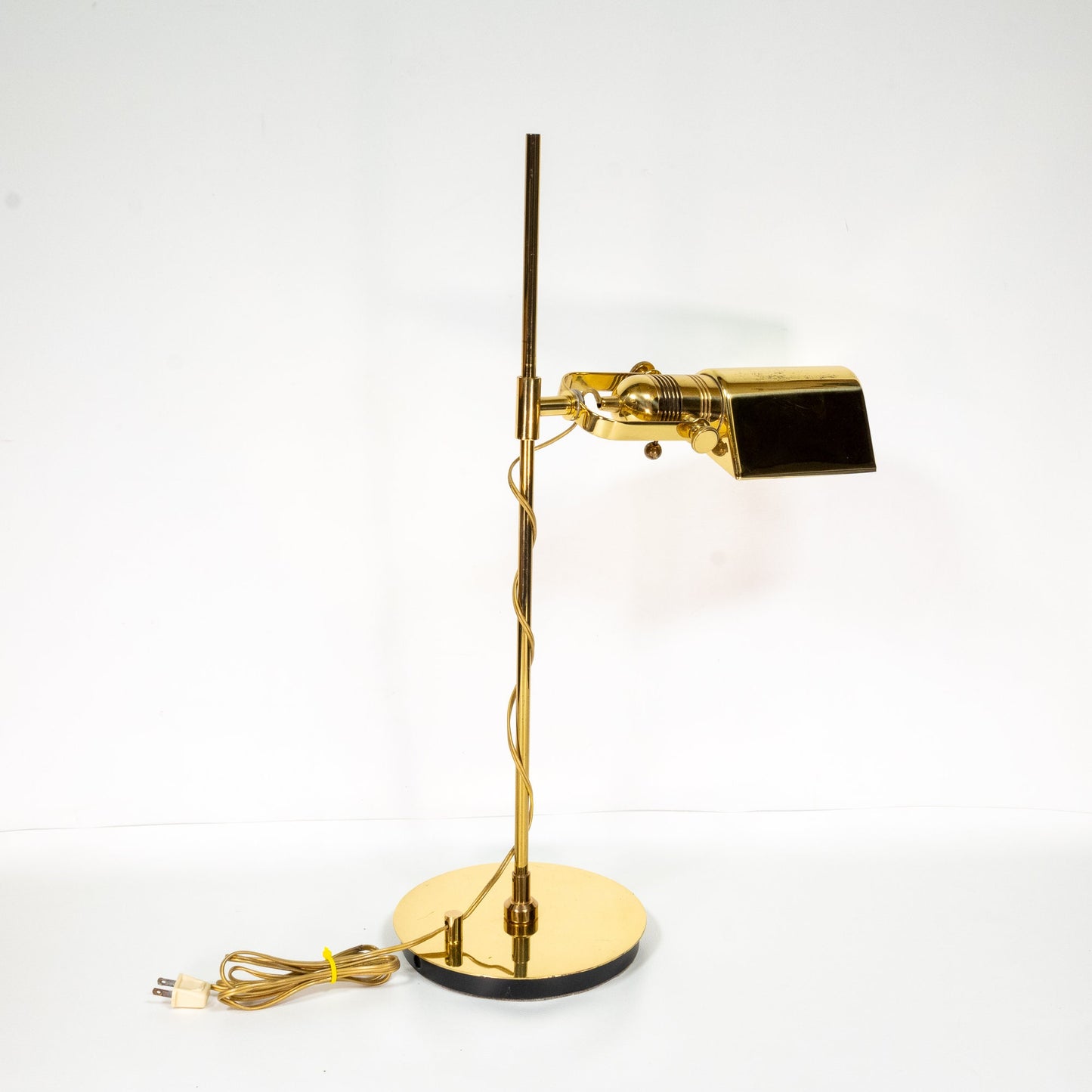 1980s Nessen Studios Brass Tilting Pivot Pharmacy Table Lamp - Bronx, Ny - Art Deco, Heavy Base , USA Made - Free Shipping! MCM Vintage