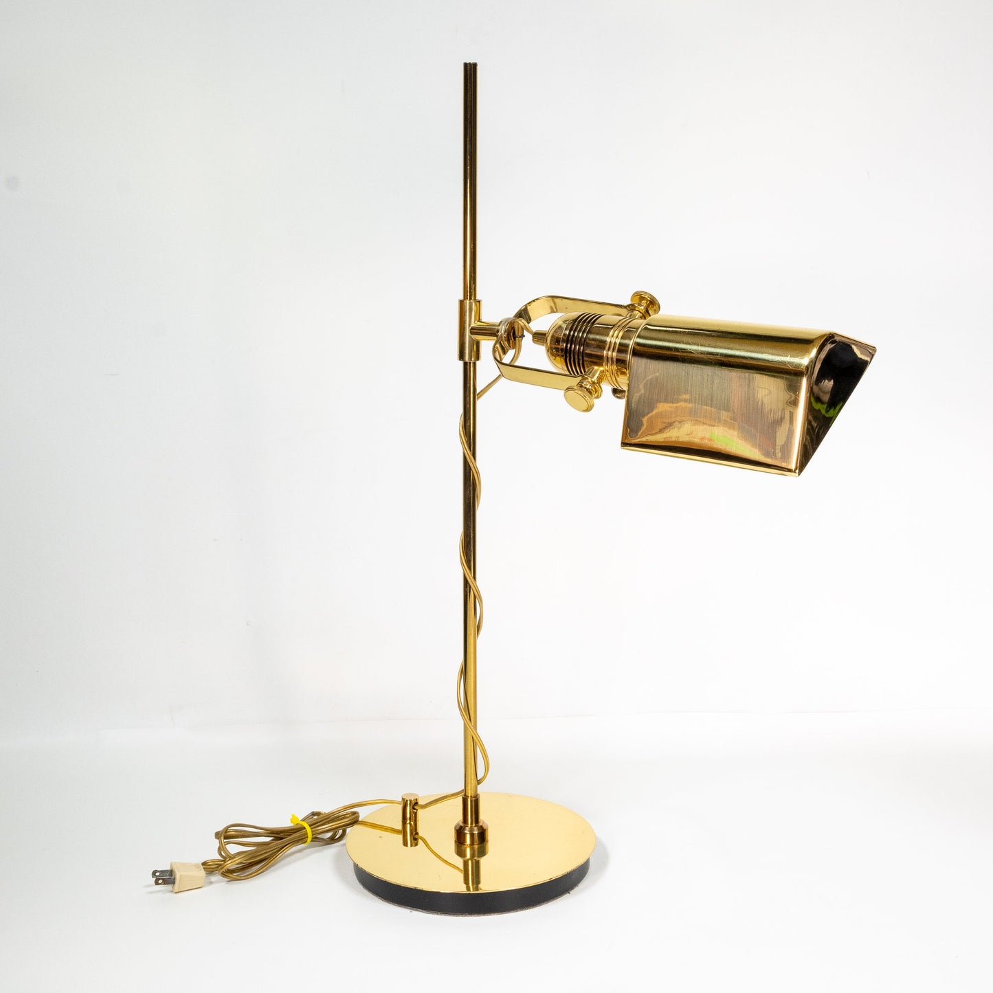 1980s Nessen Studios Brass Tilting Pivot Pharmacy Table Lamp - Bronx, Ny - Art Deco, Heavy Base , USA Made - Free Shipping! MCM Vintage