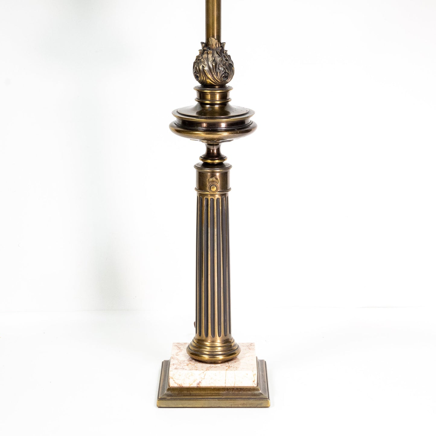 1970s Stiffel Brass & Marble Neoclassical Column Torch Table Lamp - Free Shipping! Roman Rococo Style , Heavy! Made in USA