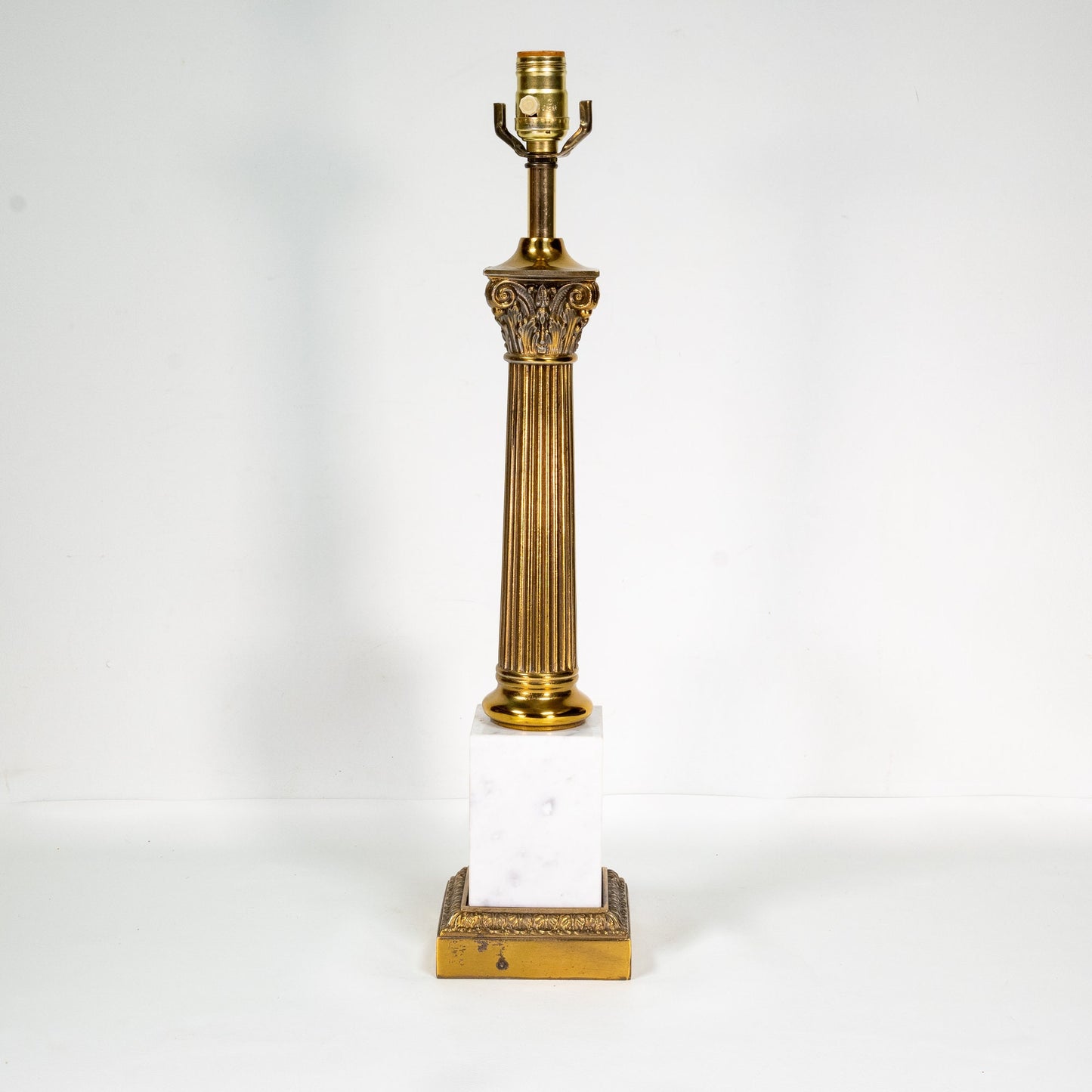 Vintage 1960s Heavy Brass and Marble Roman Column Lamp - Hollywood Regency / Mid Century Modern MCM Gold & White Free Shipping!