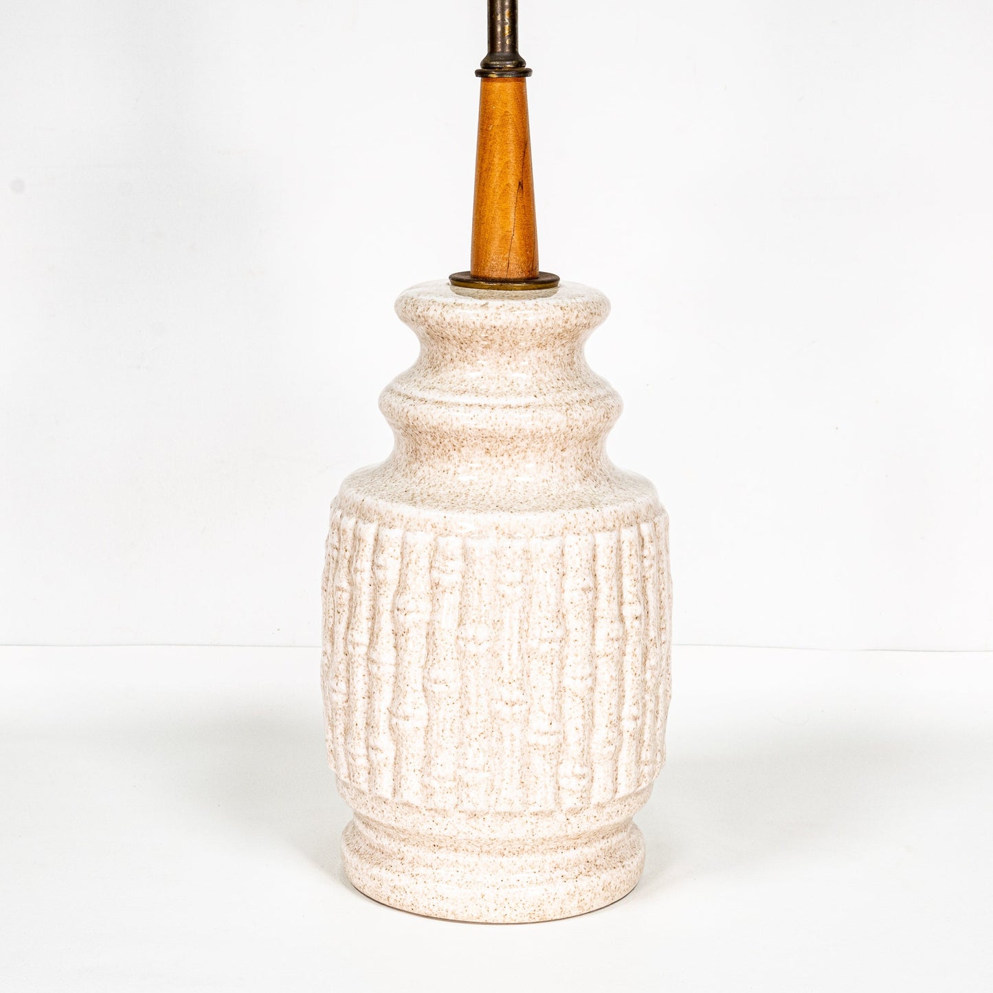 1960s Mid Century Ceramic & Wood Speckle Bamboo Lamp - MCM Boho Style , Very Unique! Free, Fast Shipping!