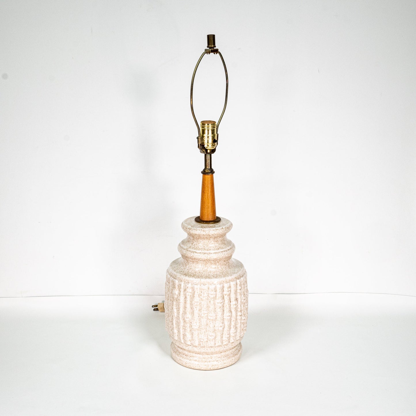 1960s Mid Century Ceramic & Wood Speckle Bamboo Lamp - MCM Boho Style , Very Unique! Free, Fast Shipping!