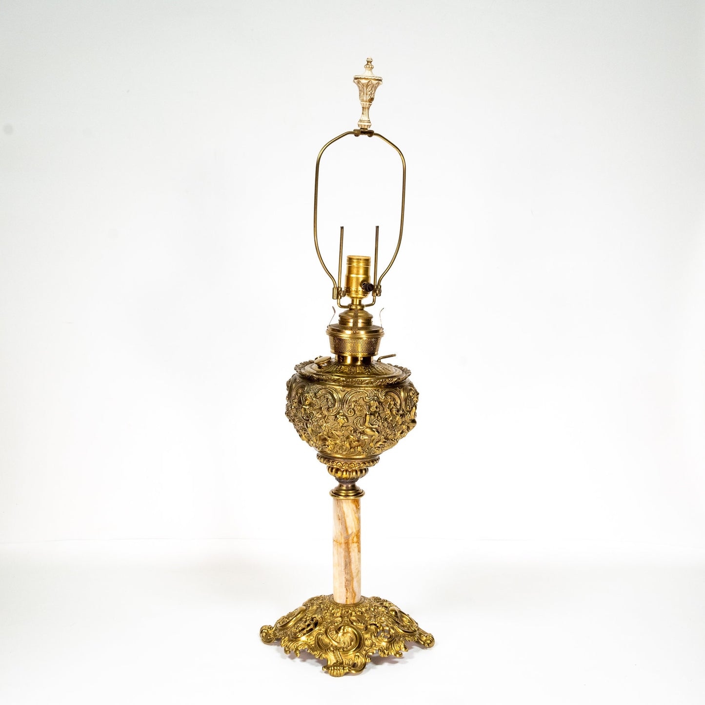 1960s Vintage Converted Brass & Marble Oil Lantern Table Lamp Lantern - Free Shipping- Intricate and Elegant Victorian Design!