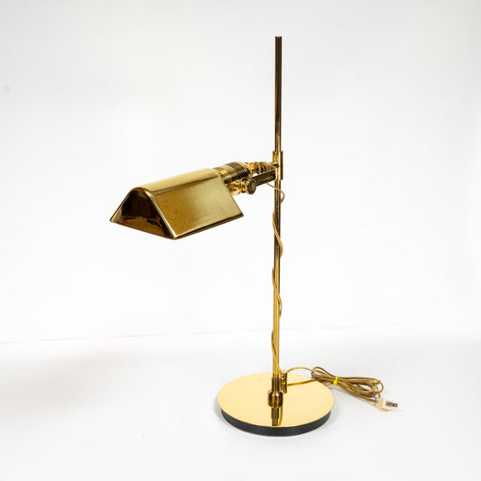 1980s Nessen Studios Brass Tilting Pivot Pharmacy Table Lamp - Bronx, Ny - Art Deco, Heavy Base , USA Made - Free Shipping! MCM Vintage