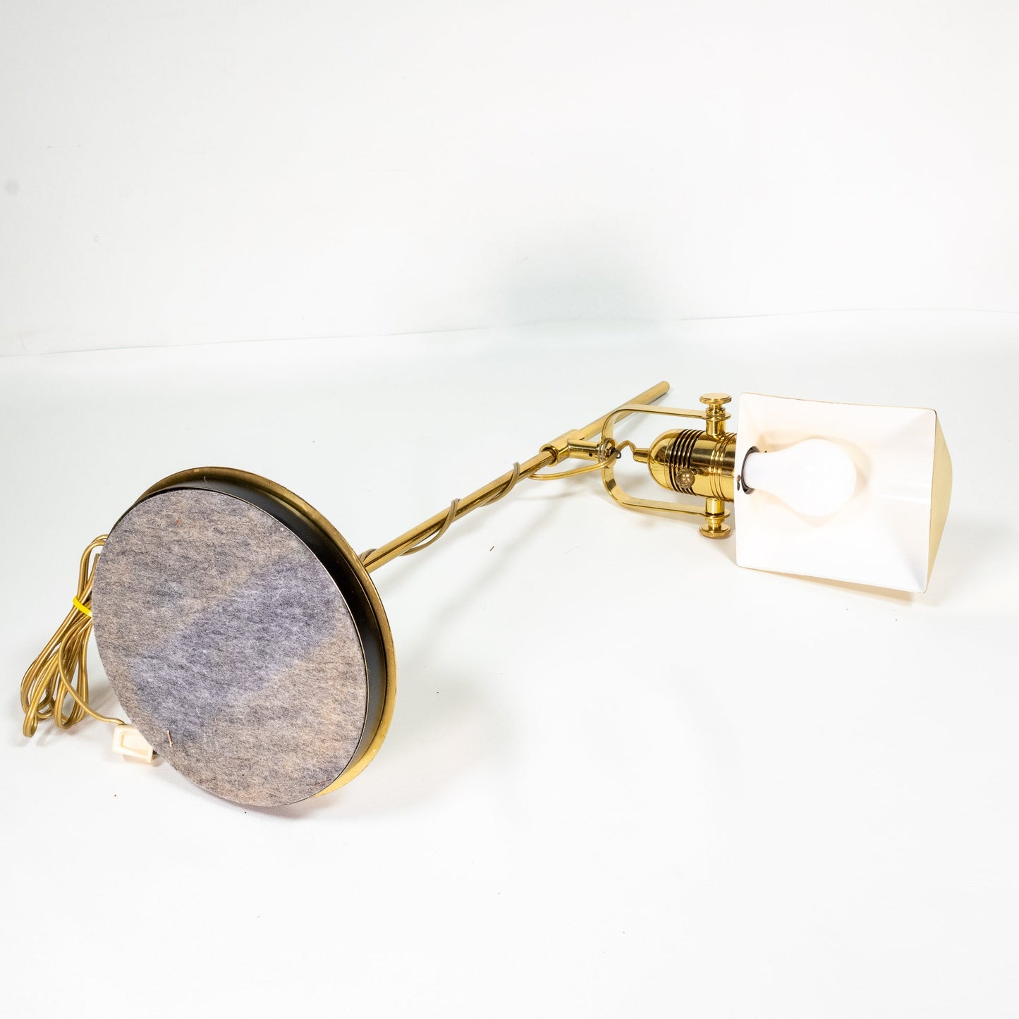 1980s Nessen Studios Brass Tilting Pivot Pharmacy Table Lamp - Bronx, Ny - Art Deco, Heavy Base , USA Made - Free Shipping! MCM Vintage