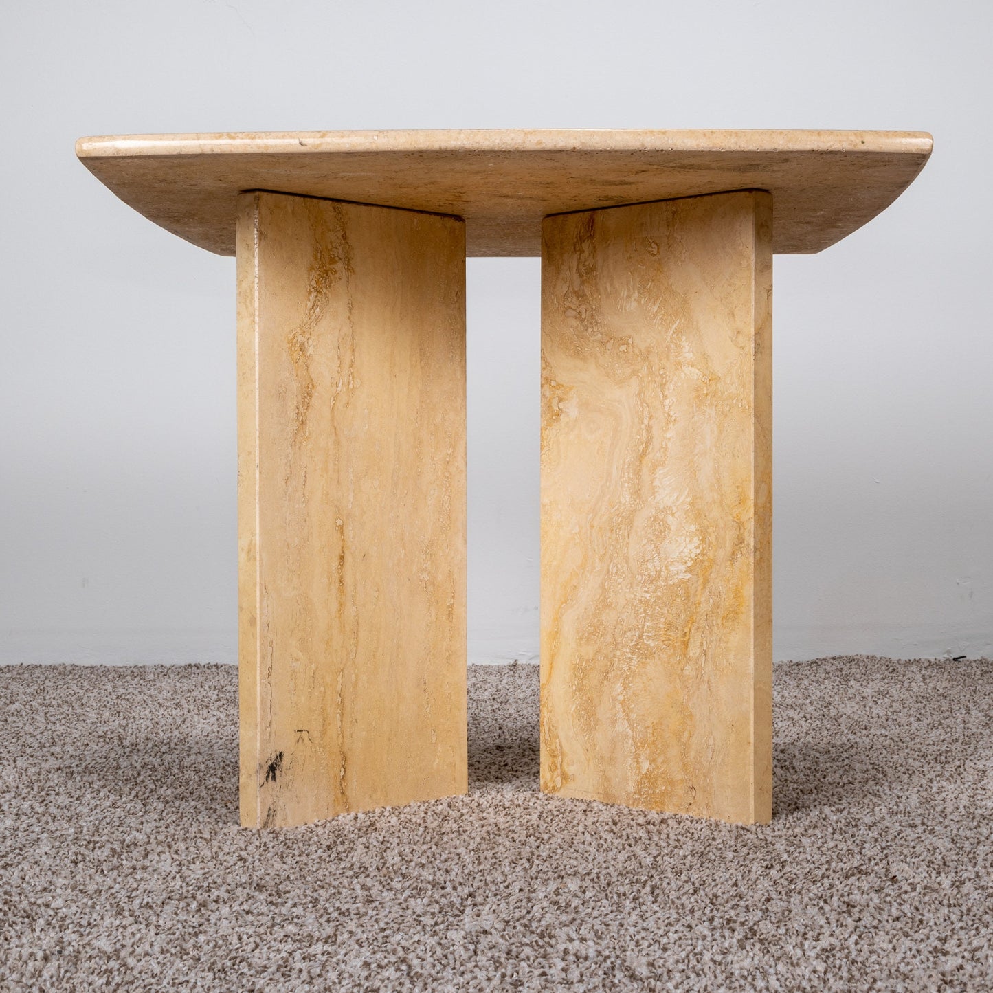 1980s Italian Travertine Postmodern Freeform Coffee Table | Mid-Century Coffee Side Table | Small Side Travertine Table for Small Spaces