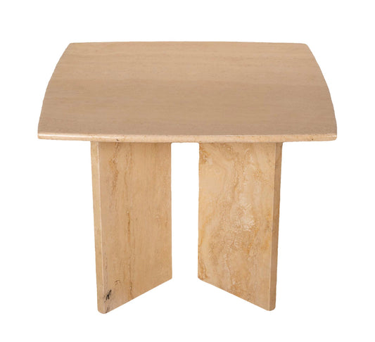 1980s Italian Travertine Postmodern Freeform Coffee Table | Mid-Century Coffee Side Table | Small Side Travertine Table for Small Spaces