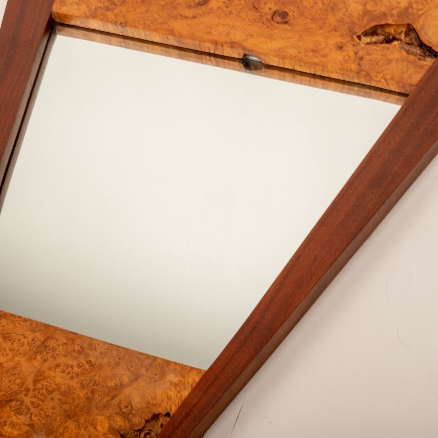 Custom Burlwood &Teak Live Edge Mirror - 24.5"x1"x32.5" Burl Wood Unique! Free Shipping! Organic Modern MCM Minimalist Natural