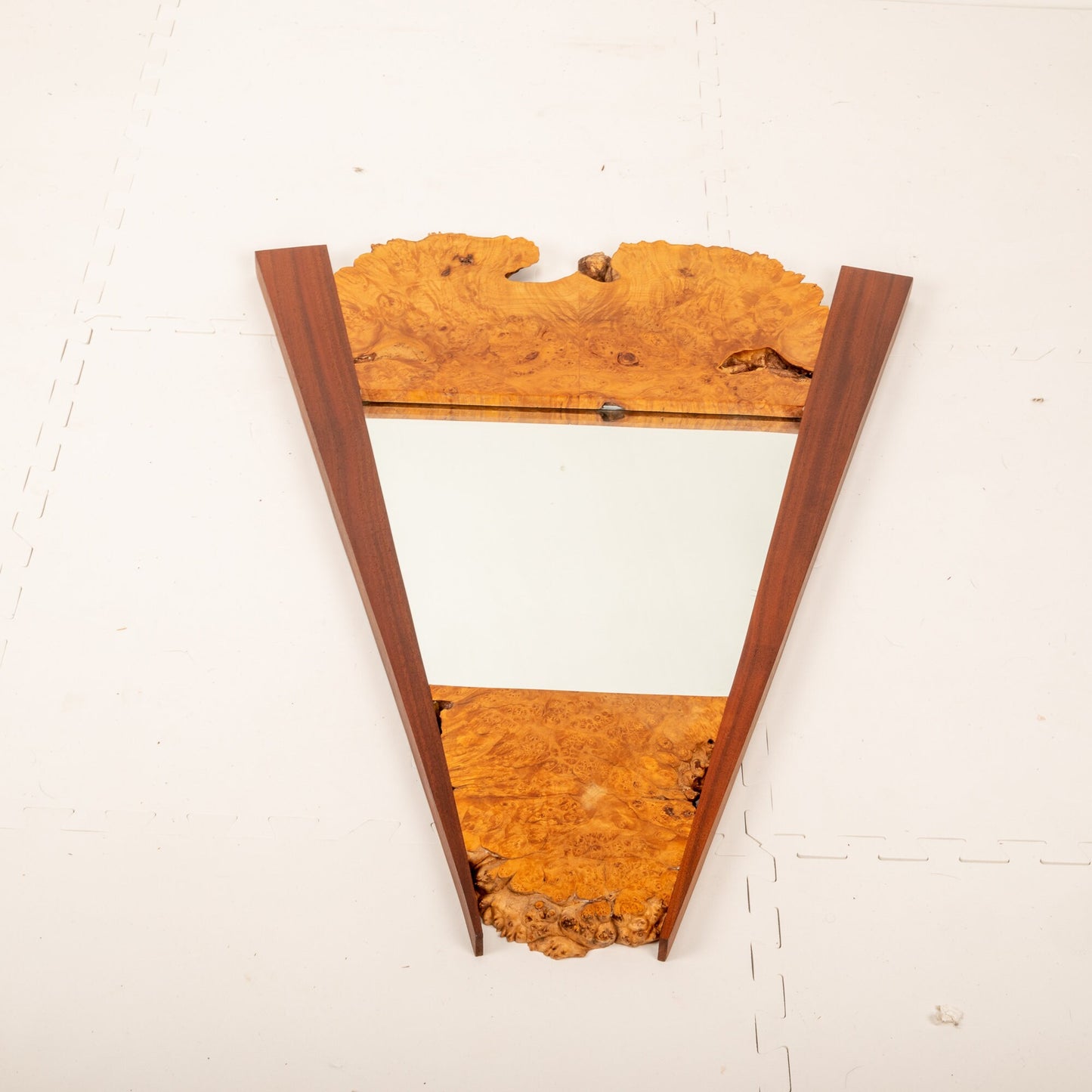Custom Burlwood &Teak Live Edge Mirror - 24.5"x1"x32.5" Burl Wood Unique! Free Shipping! Organic Modern MCM Minimalist Natural