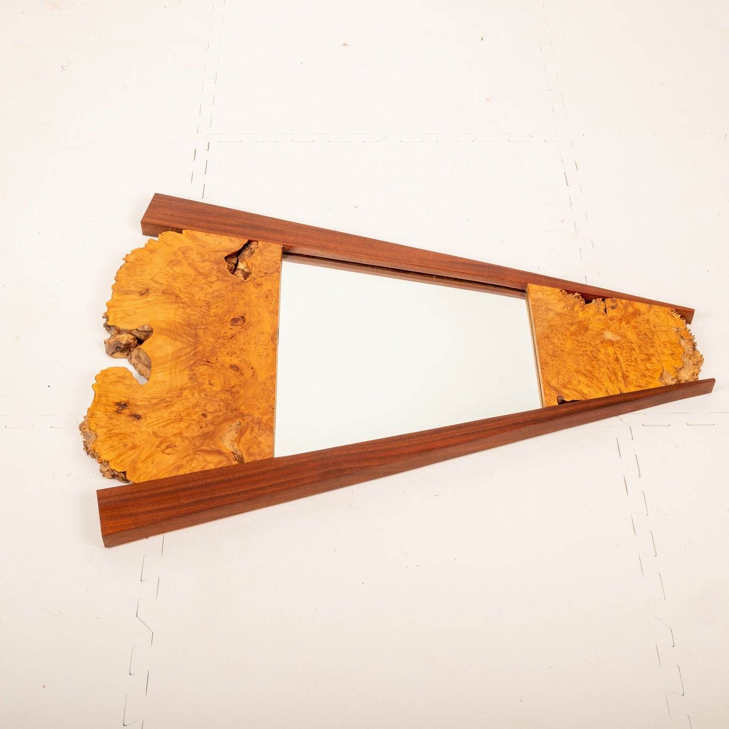Custom Burlwood &Teak Live Edge Mirror - 24.5"x1"x32.5" Burl Wood Unique! Free Shipping! Organic Modern MCM Minimalist Natural