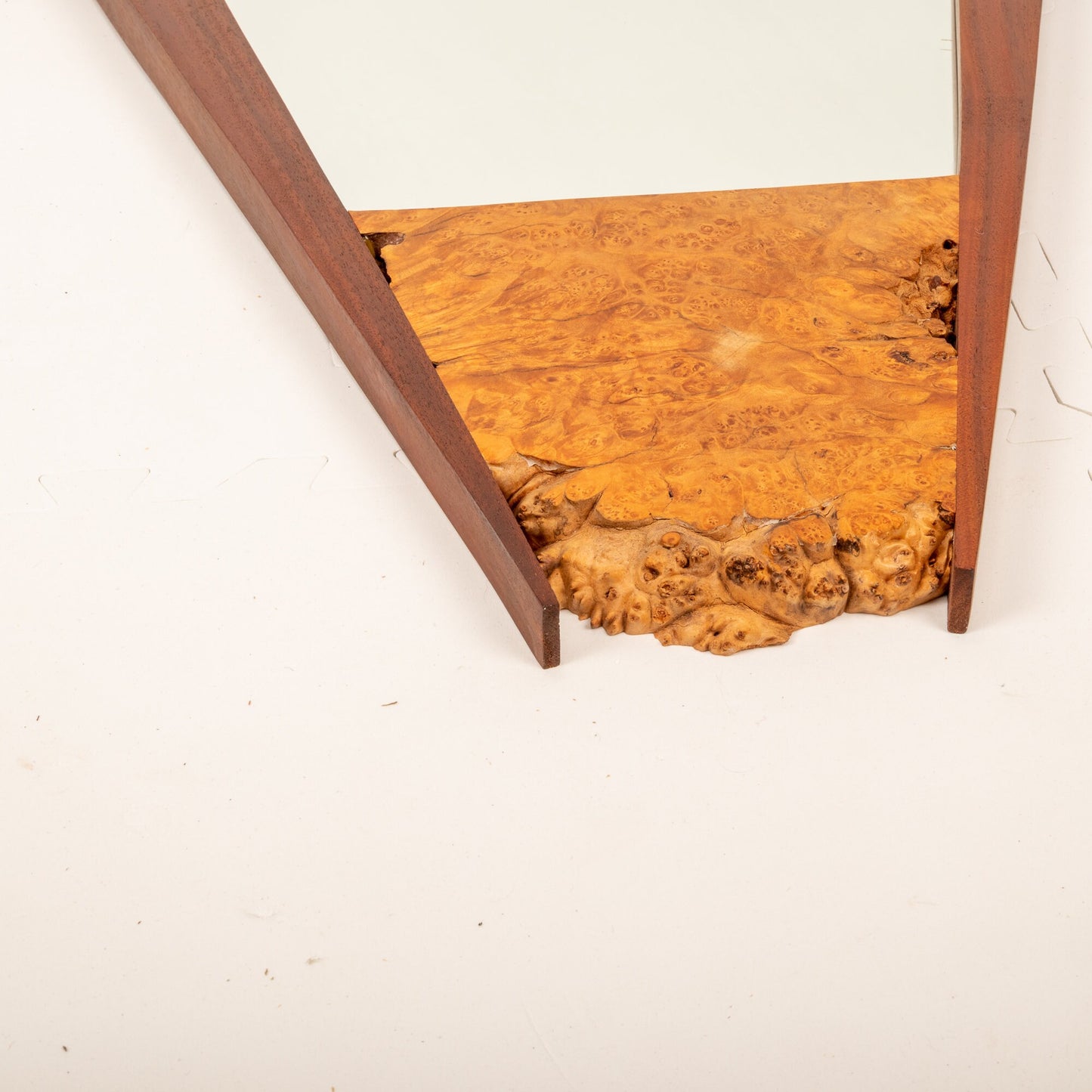 Custom Burlwood &Teak Live Edge Mirror - 24.5"x1"x32.5" Burl Wood Unique! Free Shipping! Organic Modern MCM Minimalist Natural