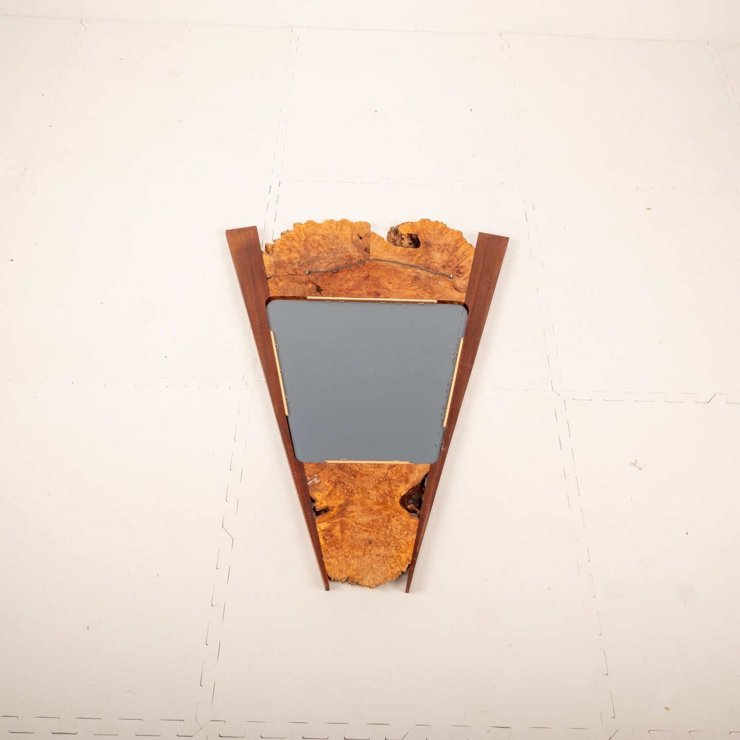 Custom Burlwood &Teak Live Edge Mirror - 24.5"x1"x32.5" Burl Wood Unique! Free Shipping! Organic Modern MCM Minimalist Natural